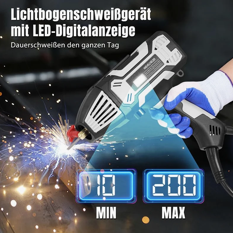 Saldatrice a mano, 220 V/3000 W, 200 A, saldatrice elettrodi con 6 regolazione dell'amperaggio, IGBT Inverter ARC, saldatrice portatile per elettrodi da 2,4 – 3,2 mm, riparazioni progetti di saldatura