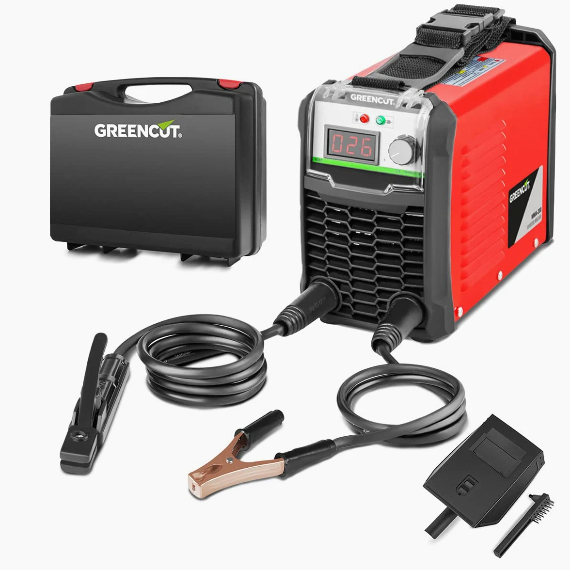 GREENCUT MMA200 Saldatrice inverter elettrica Potenza 25A 220-240V Tecnologia IGBT Elettrodi da 2,5-3,2 mm Accessori inclusi.