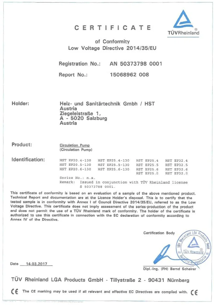 HST | Pompa di riscaldamento ad alta efficienza | Pompa di circolazione | HST EP 32-80/180 mm | Altezza di mandata 8 metri