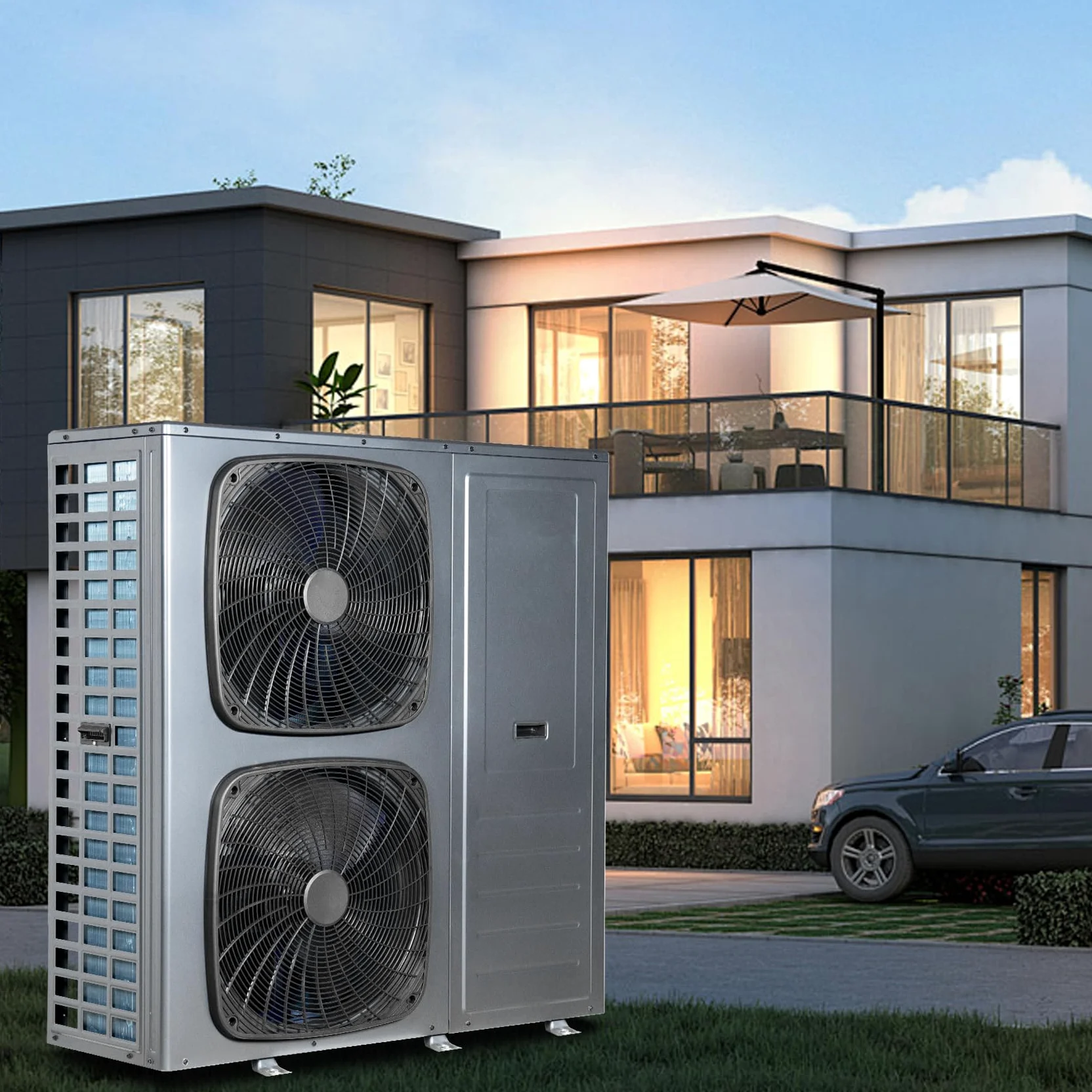 Smad Pompa di Calore 16kW, R290 A+++, COP 5.11, Acqua Calda, Raffreddamento, Riscaldamento, Monoblocco, Sistemi Wifi, Antigelo, Modalità Silenziosa, Riscaldamento Elettrico