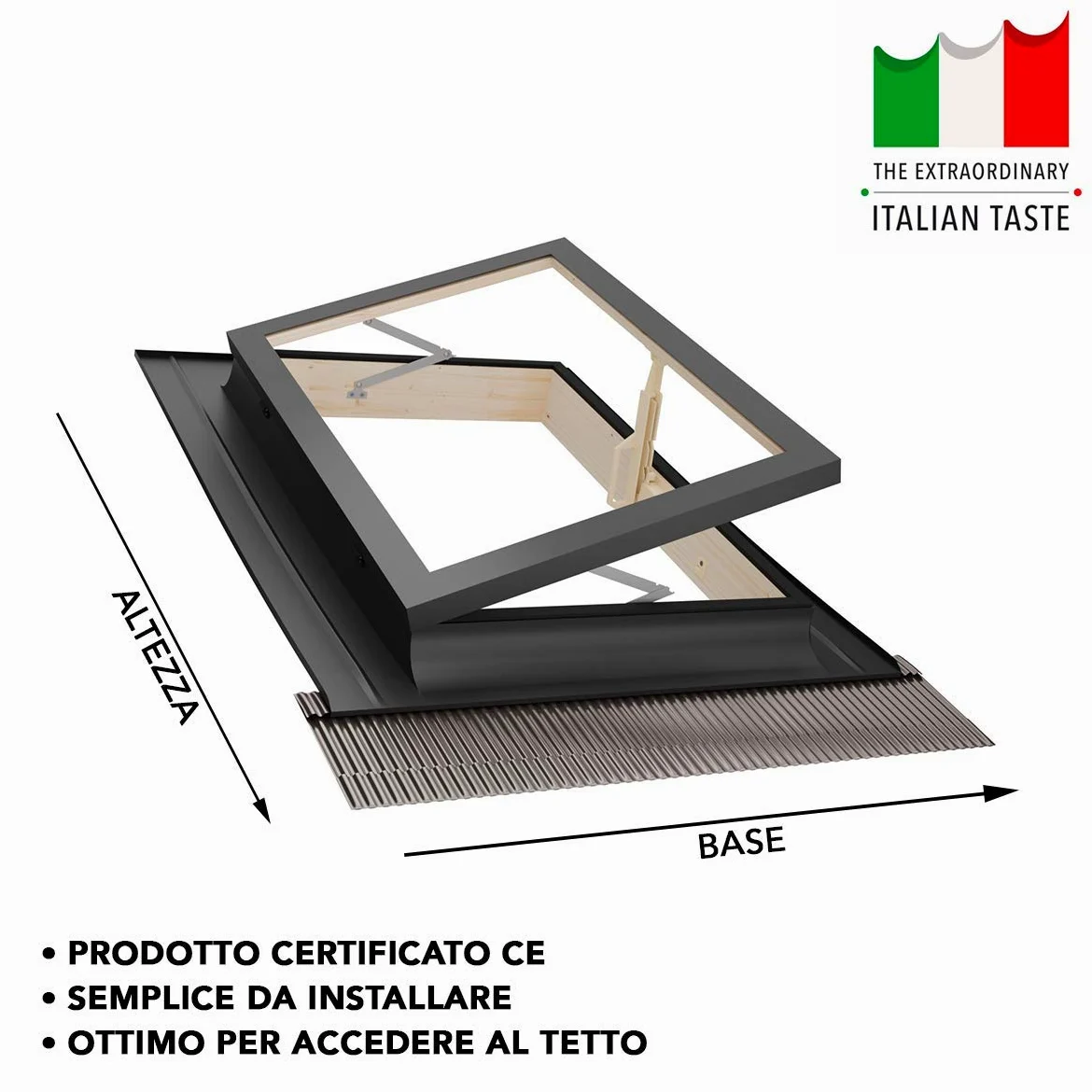 Emica Lucernario Best apertura Libro Doppia Vetrata (45x55 Base x Altezza)