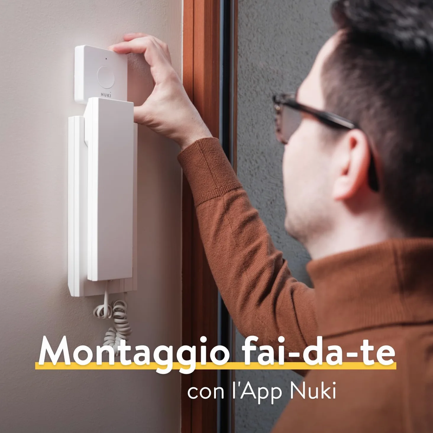 Nuki Opener, serratura elettronica per il condominio, necessario l'uso del Nuki Bridge, comando del citofono tramite smartphone, apriporta automatico case multifamiliari, Smart Home, bianco
