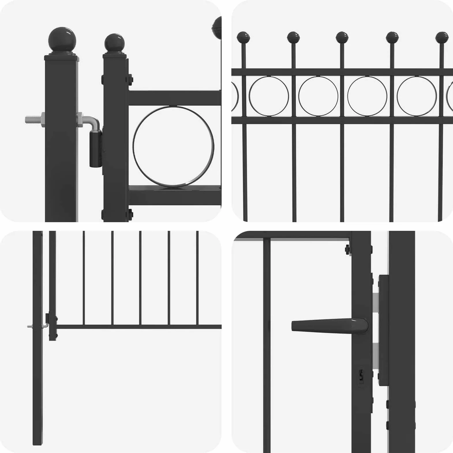 vidaXL Cancello per recinzione HORST 100 x 100 cm Metallo Nero, Cancello moderno, sicuro per entrata, barriera esterna per vialetti, accesso giardino, protezione recinto, metallo