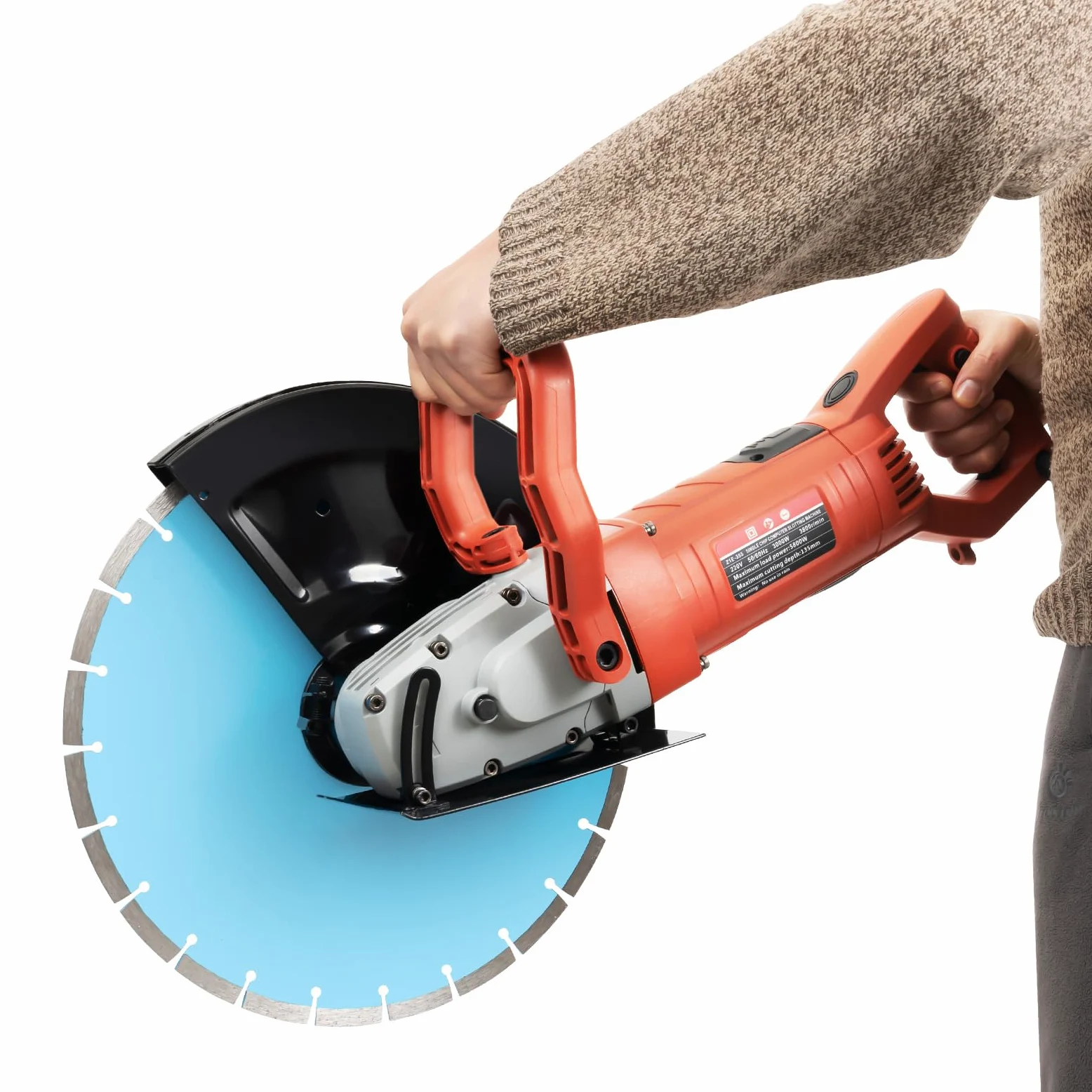 Sega elettrica per calcestruzzo con lama diamantata da 35 cm, 3800 giri/min, 3000 W, sega per calcestruzzo bagnato/secco, taglio senza polvere, 65 x 37 cm