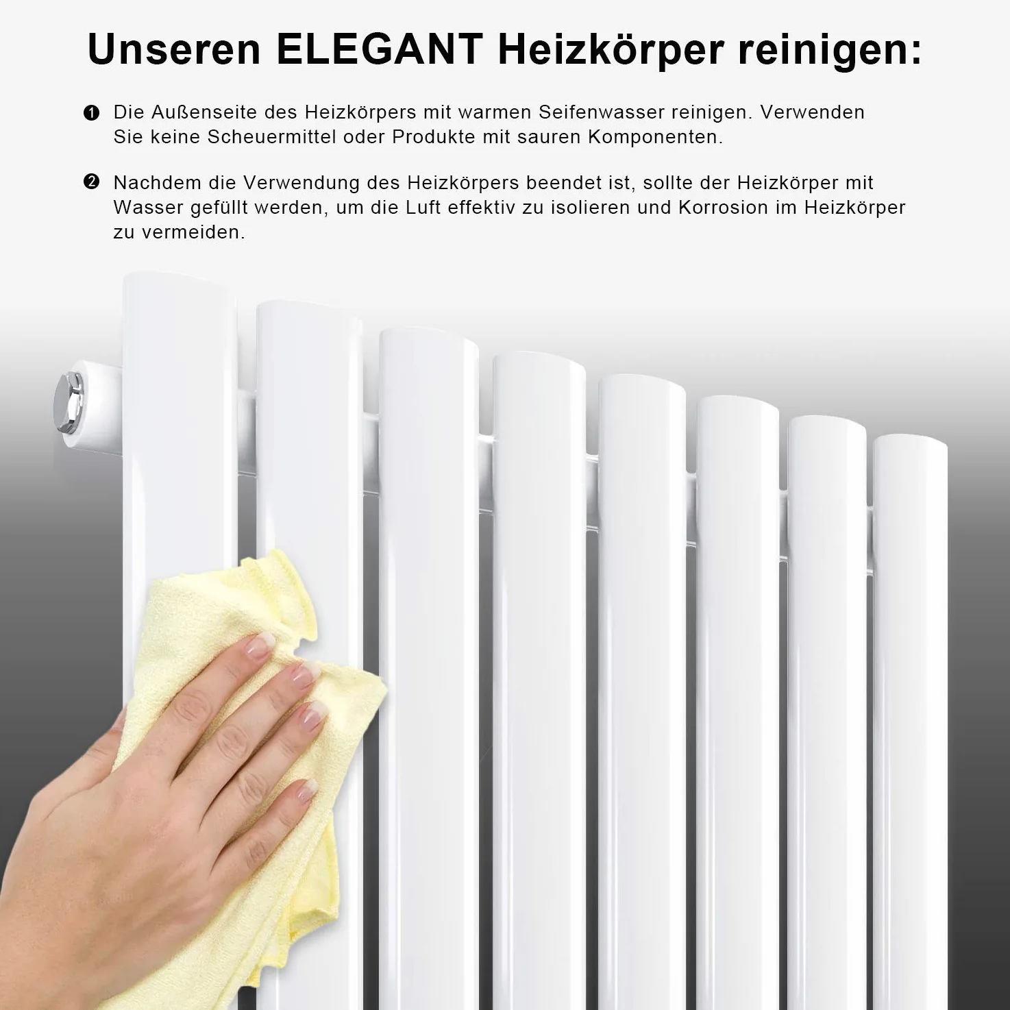 ELEGANT - Radiatore a pannello, a doppio strato, per bagno, salotto, radiatore orizzontale