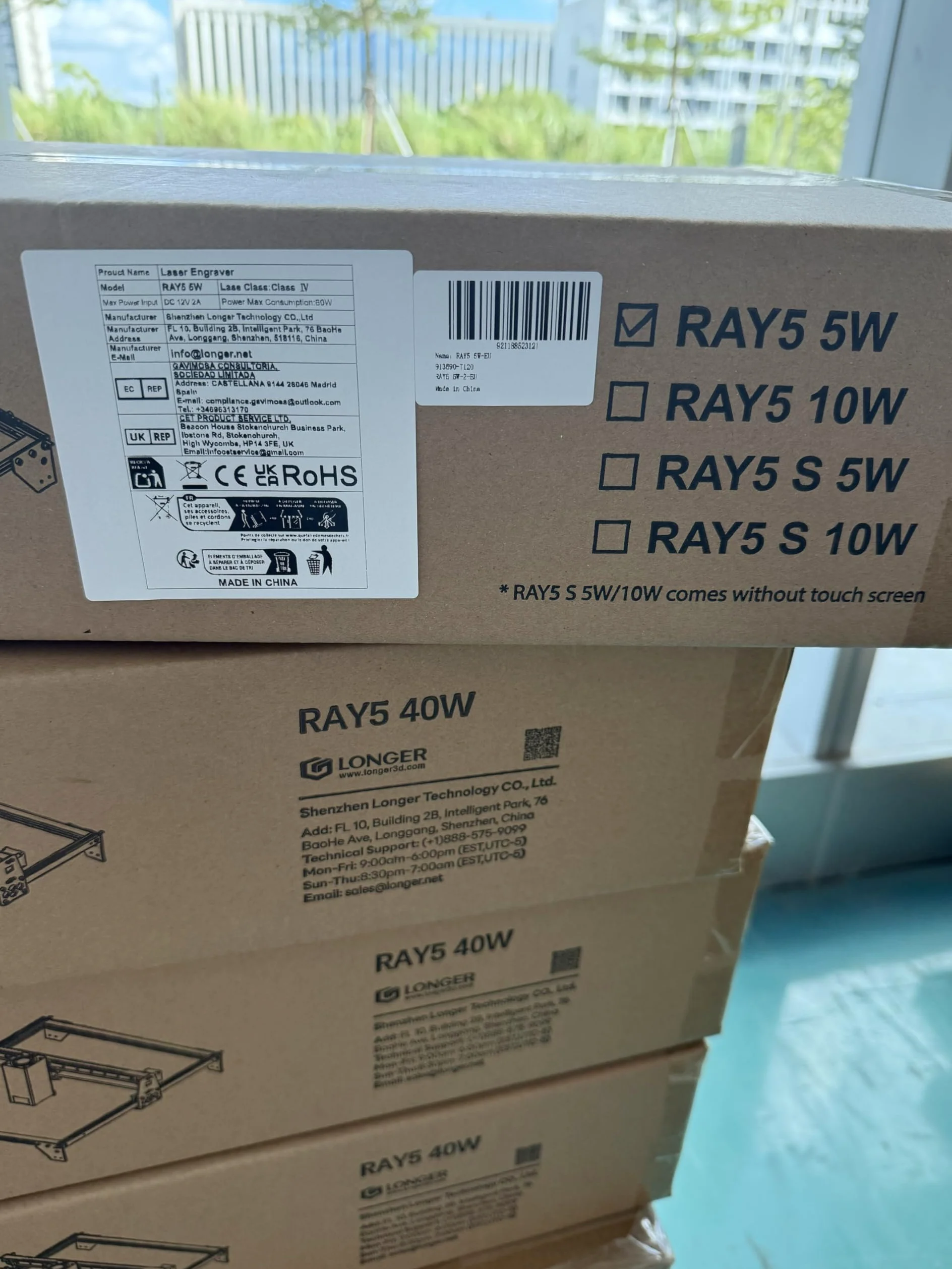 LONGER RAY5 Incisore Laser, Schermo Touch 3,5", Controllo APP/Offline, Scheda Madre 32 Bit, Incisione Precisa su Legno, Vetro e Metallo, Area di Lavoro 400x400 mm, 5W