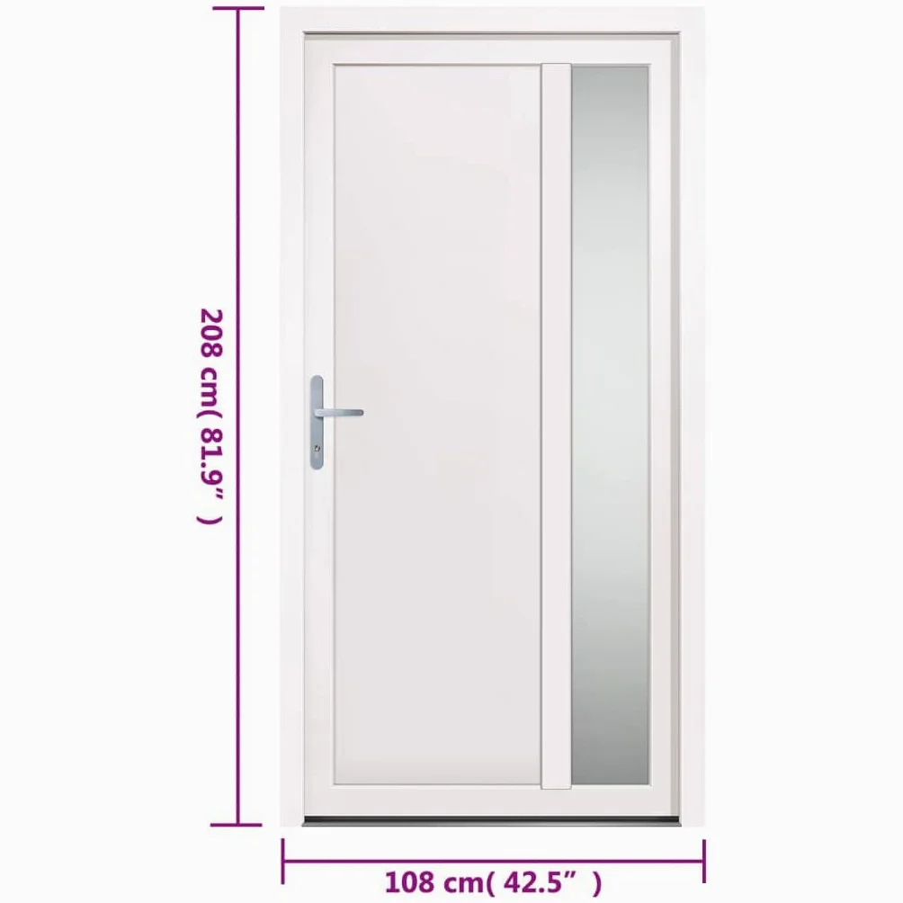VidaXL Bianca 108x208 cm Porta Ingresso in PVC