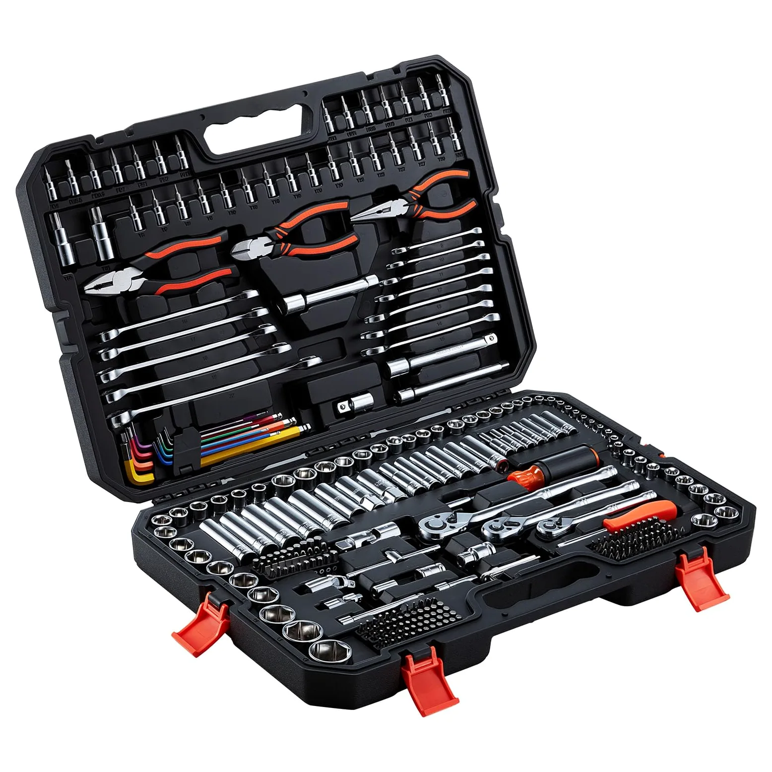VEVOR Set di Chiavi a Bussola da 314 pezzi Chiavi a Cricchetto Attacco da 1/4 pollici 3/8 pollici 1/2 pollici, Set di Utensili Riparazioni Comuni Progetti Fai-da-te, Custodia Attrezzi per Meccanico
