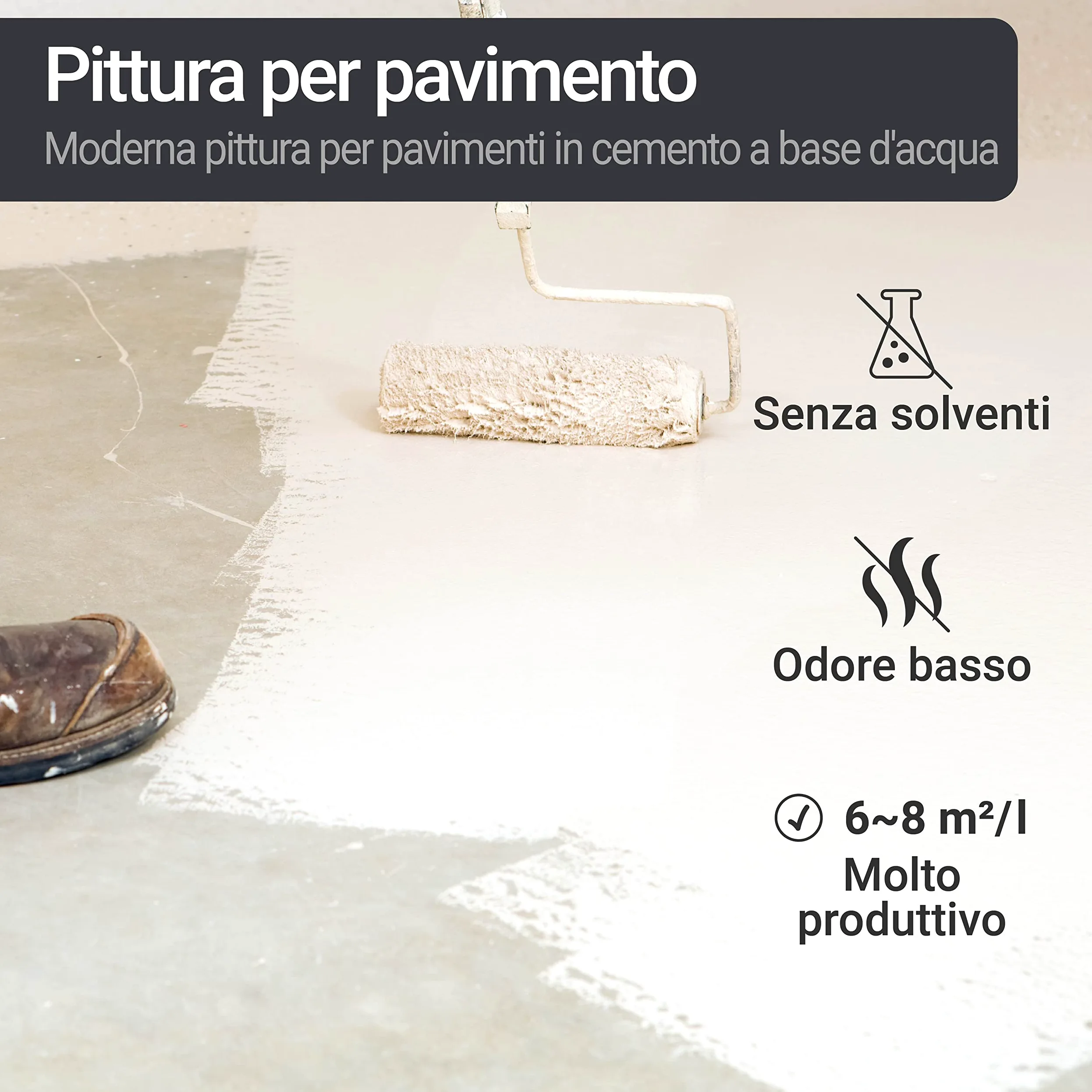 WO-WE Vernice per cemento W700 Pittura pavimenti Interni Grigio argento sim RAL 7001-10L
