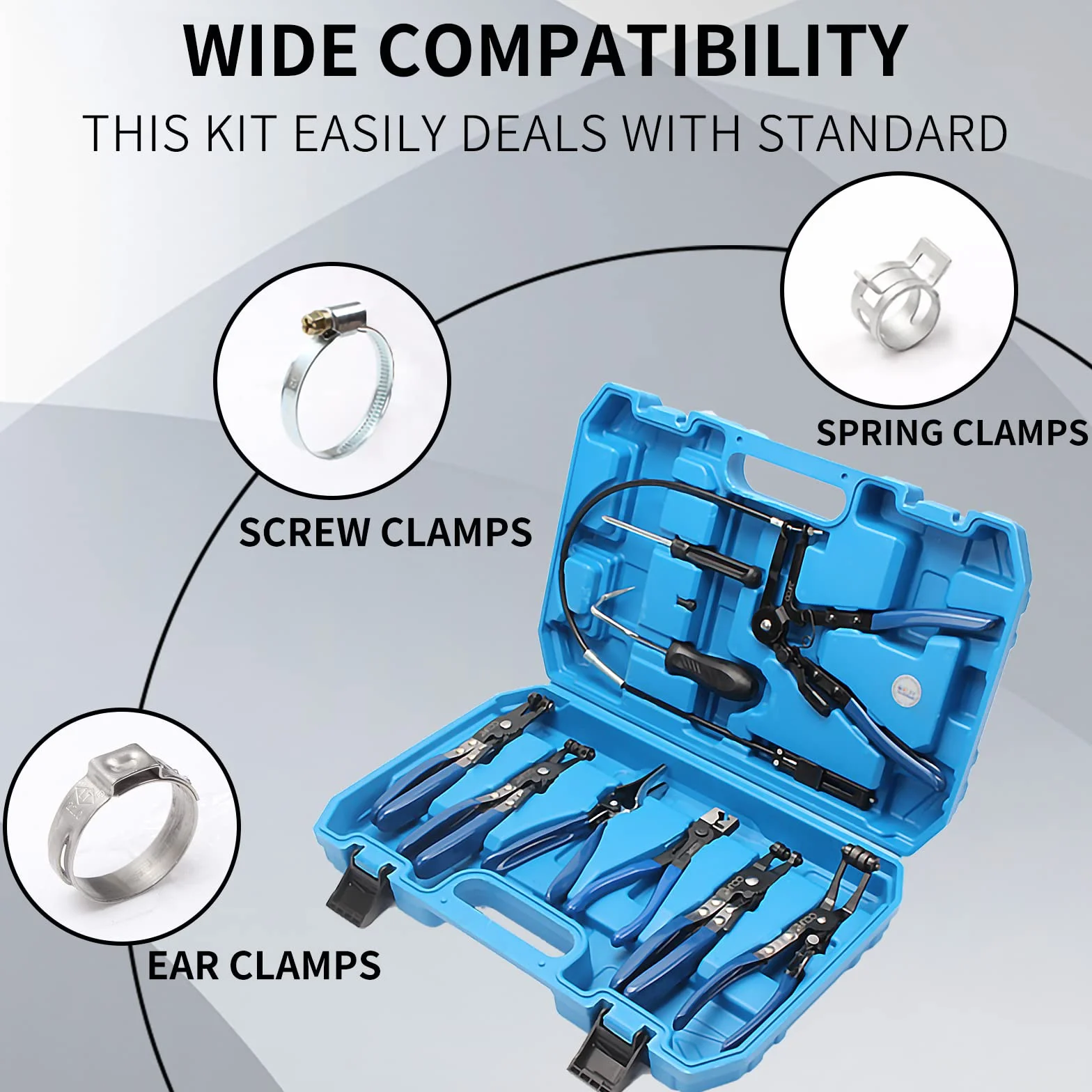 CCLIFE 9 Pezzi pinza fascette auto Set di pinze per fascette stringitubo per Riparazione Auto