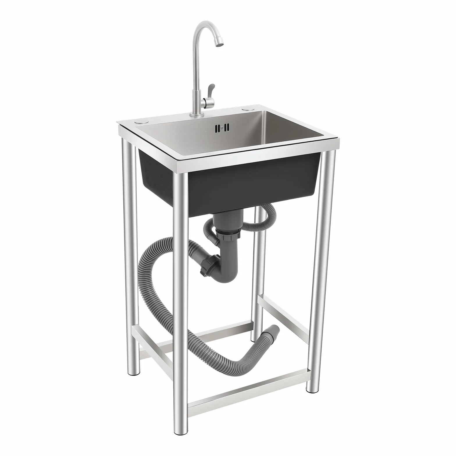 Lavello con base 45 x 40 x 22 cm, mobile lavabo in acciaio inox, per ristorante, lavanderia, esterno