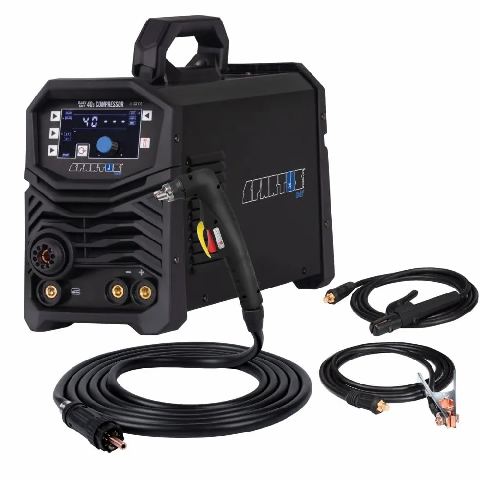 Spartus EasyCUT 40s Compressor - Taglierina al plasma inverter con compressore integrato e accensione pilota per un taglio preciso di metallo fino a 20 mm - 40 A potenza, 230 V
