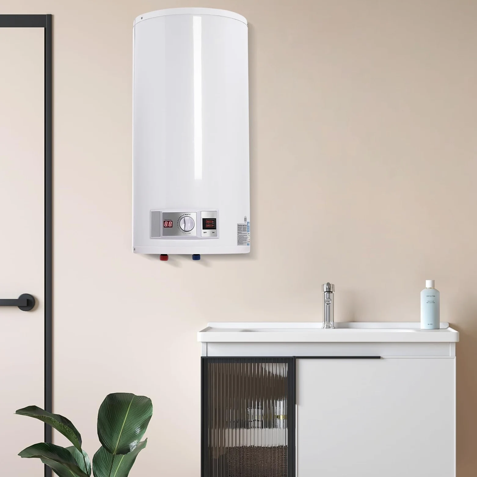 Caldaia elettrica per acqua calda, scaldabagno elettrico, scaldabagno, kit per il bagno, montaggio a parete, anticalc smaltato, serbatoio per acqua calda, 220 V (50 L)