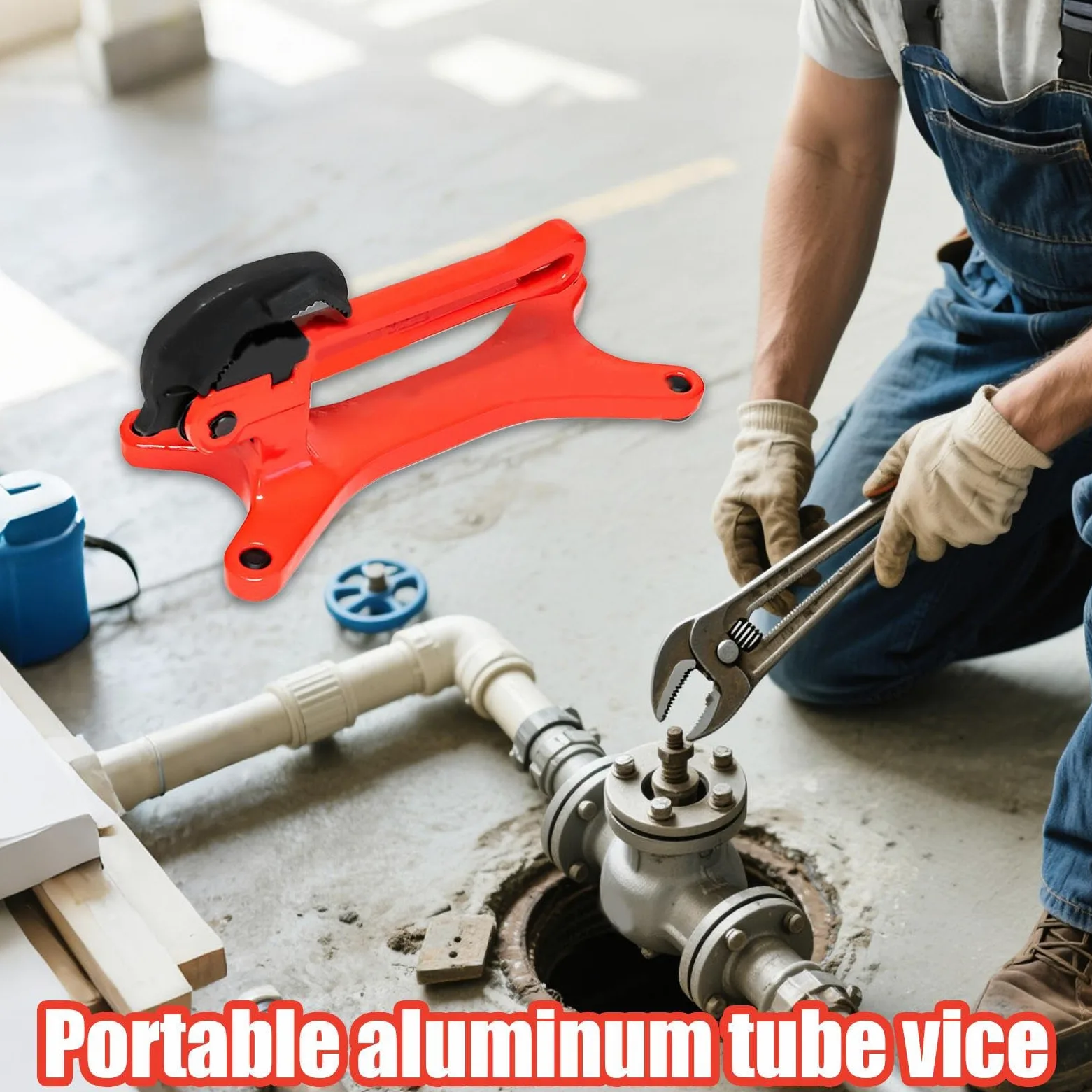 Morsa per tubi in alluminio portatile, ganasce caricate a molla con base, attrezzo multifunzionale per attrezzi in ferro resistente, morsetto in metallo per legno e ferro, 27 x 11,5 x 12,5 cm