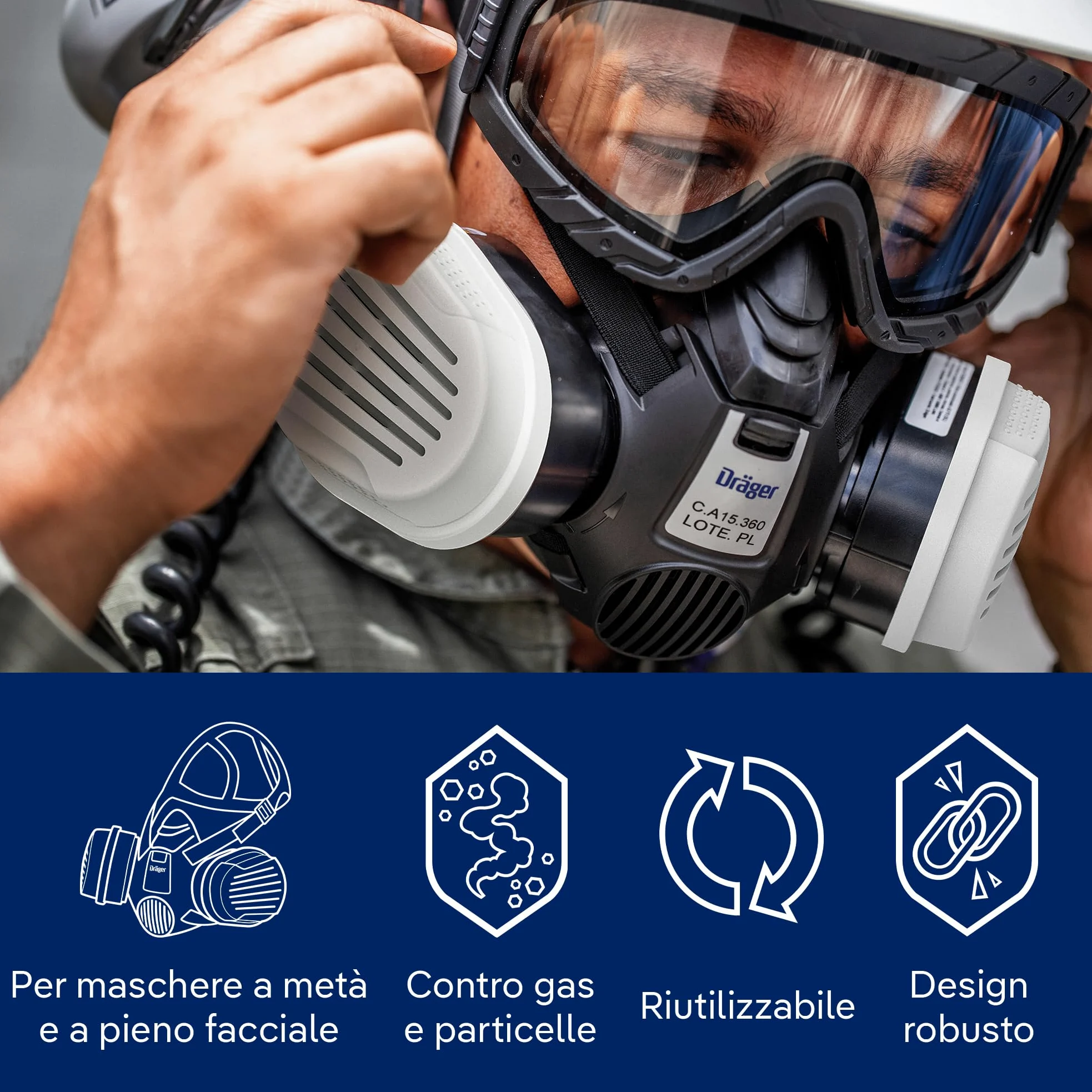 Dräger Safety Dräger X-plore Filter ABEKHg-P3 RD – 1 paio per maschera 3300, 3500 o maschera integrale 5500