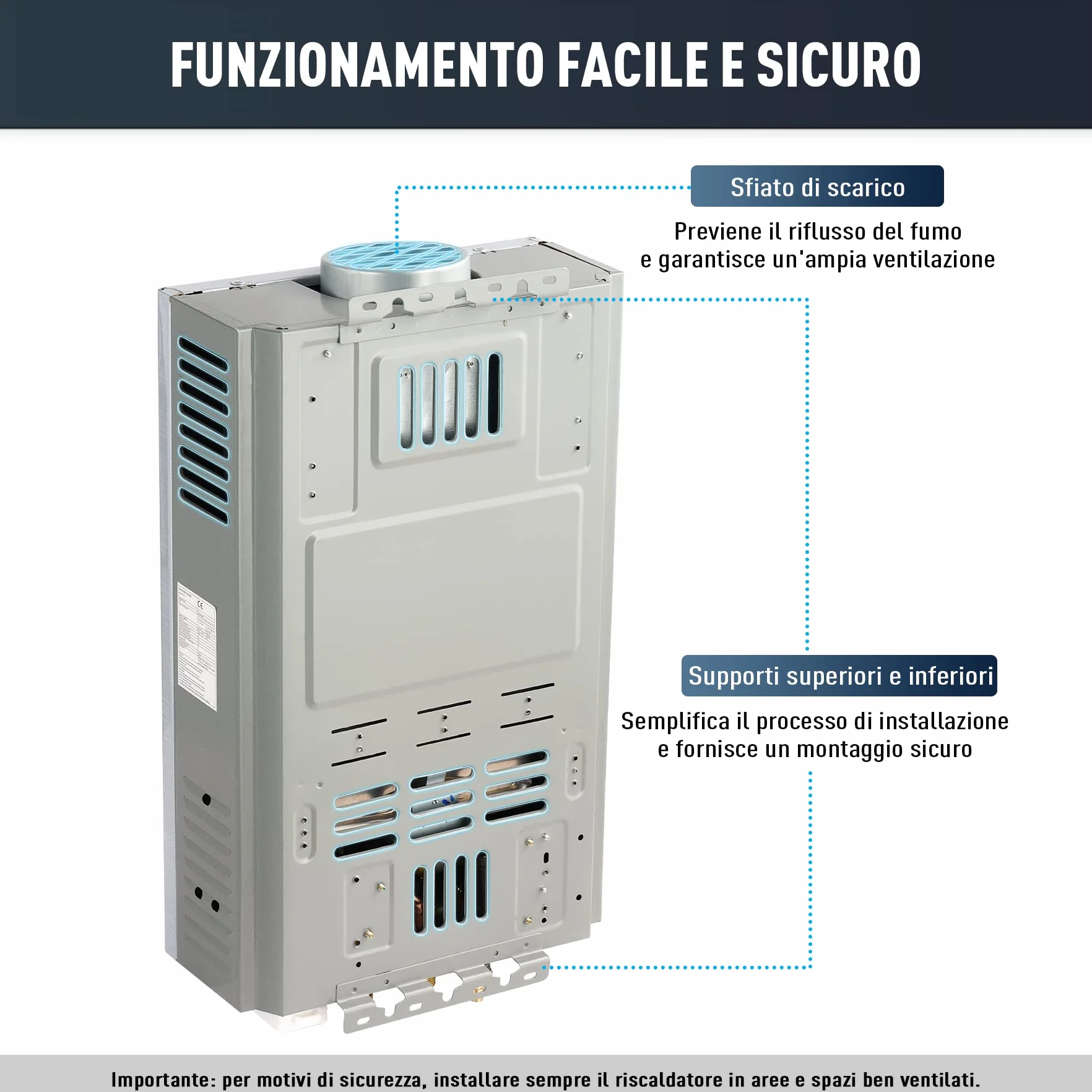 CO-Z Scaldabagno a Gas GPL 18L con Modalità Inverno ed Estate Caldaia a Gas GPL da 30.6 kW a Parete senza Serbatoio Scaldacqua Istantaneo Automatico con Anima in Rame e Display a LED (18L)