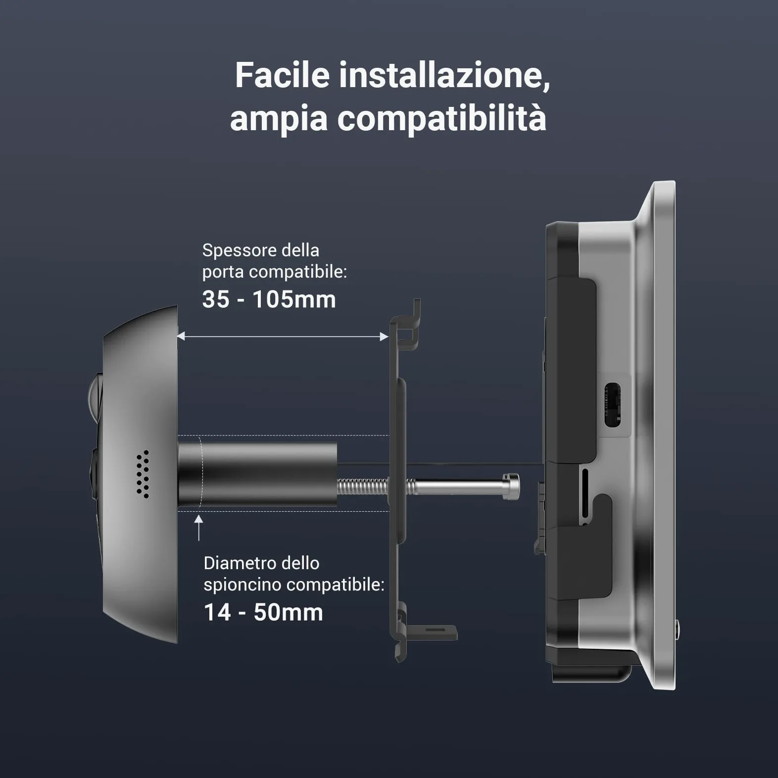 EZVIZ EP4 Spioncino Digitale WiFi 4K con Schermo Touch da 5,5", Batteria 7100mAh, Riconoscimento Facciale AI, Audio Bidirezionale, Visione Notturna, Rilevamento PIR, Supporta MicroSD 512GB, Argento