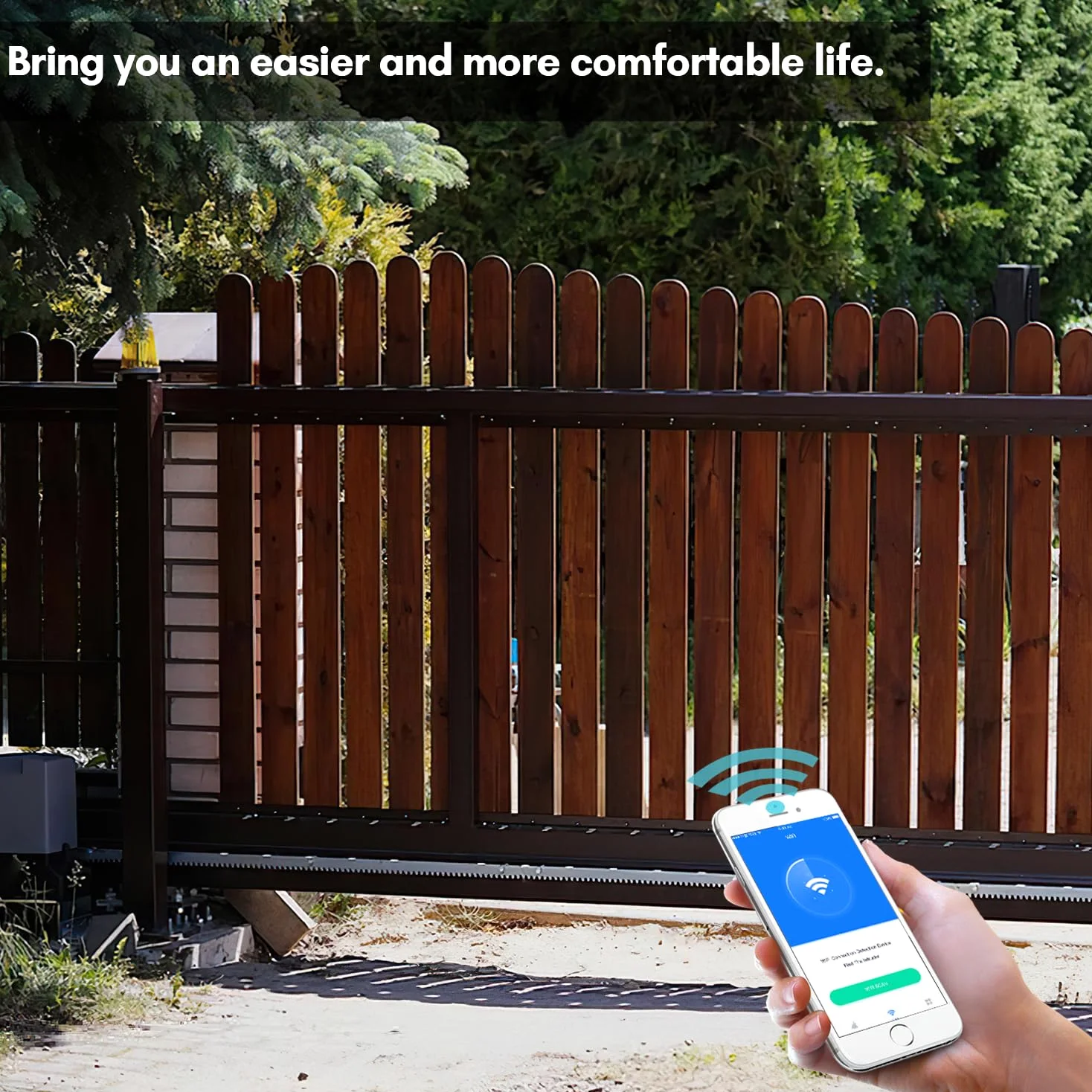 Porta scorrevole 370 W, WiFi, elettrica fino a 800 kg, 12 m/min, apriporta Bluetooth, garage 2 telecomandi