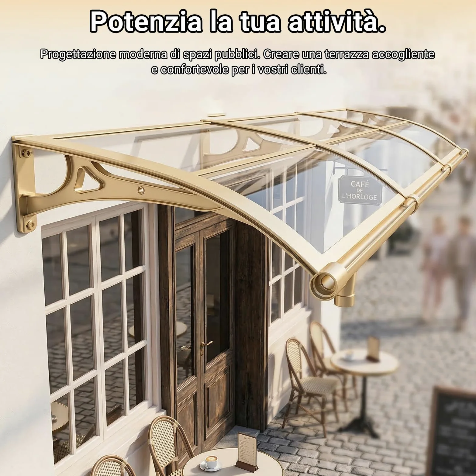 Pensilina Tettoia, Tettoia per Esterno, Pensilina da Esterno in Policarbonato, Resistente ai raggi UV/alla pioggia,Tettoia per Esterno/Porte/Balcone/Finestre 80x230cm