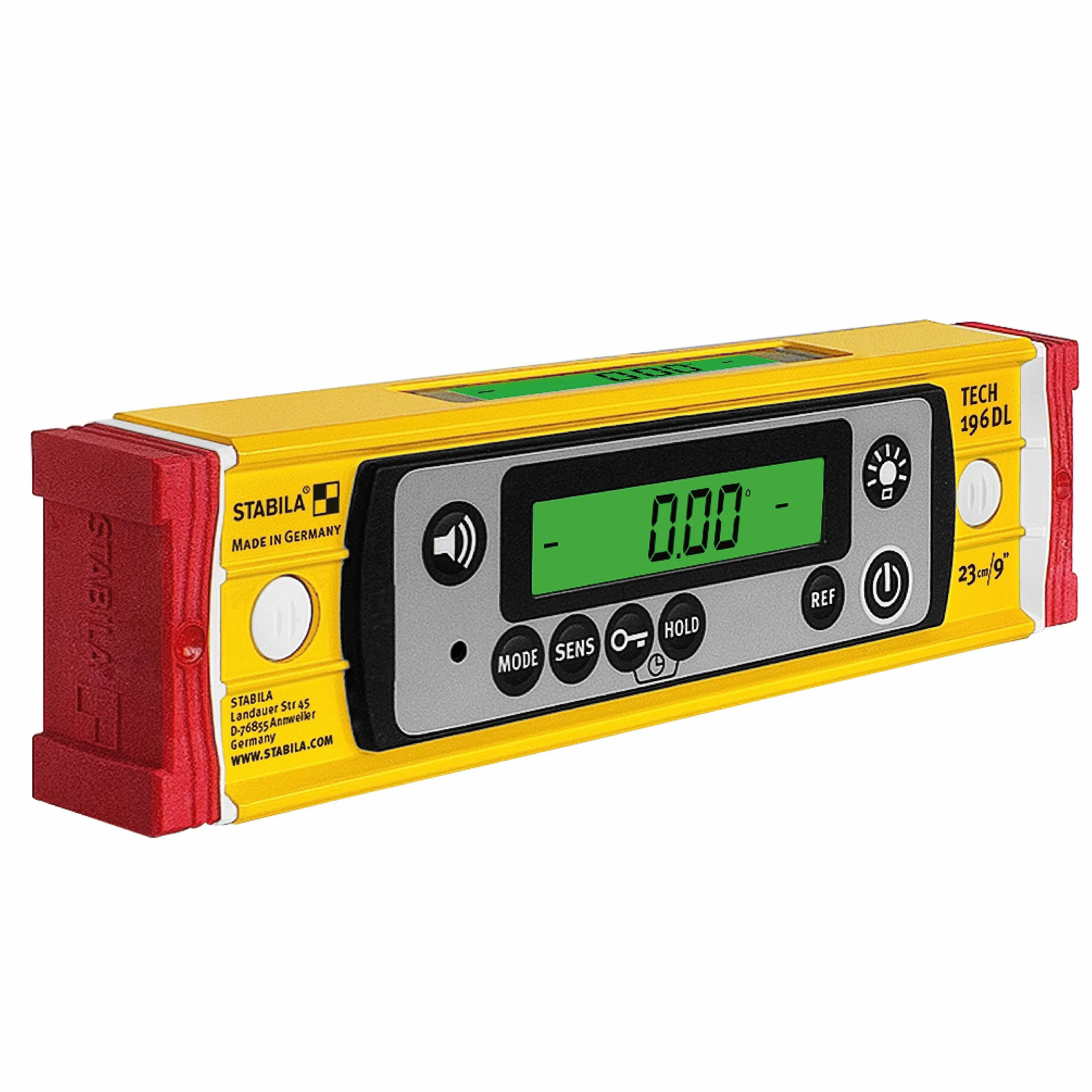 STABILA Livella elettronica TECH 196 DL – livella digitale impermeabile e antipolvere secondo IP 67, 2 display digitali, senza calibrazione con custodia, 23 cm