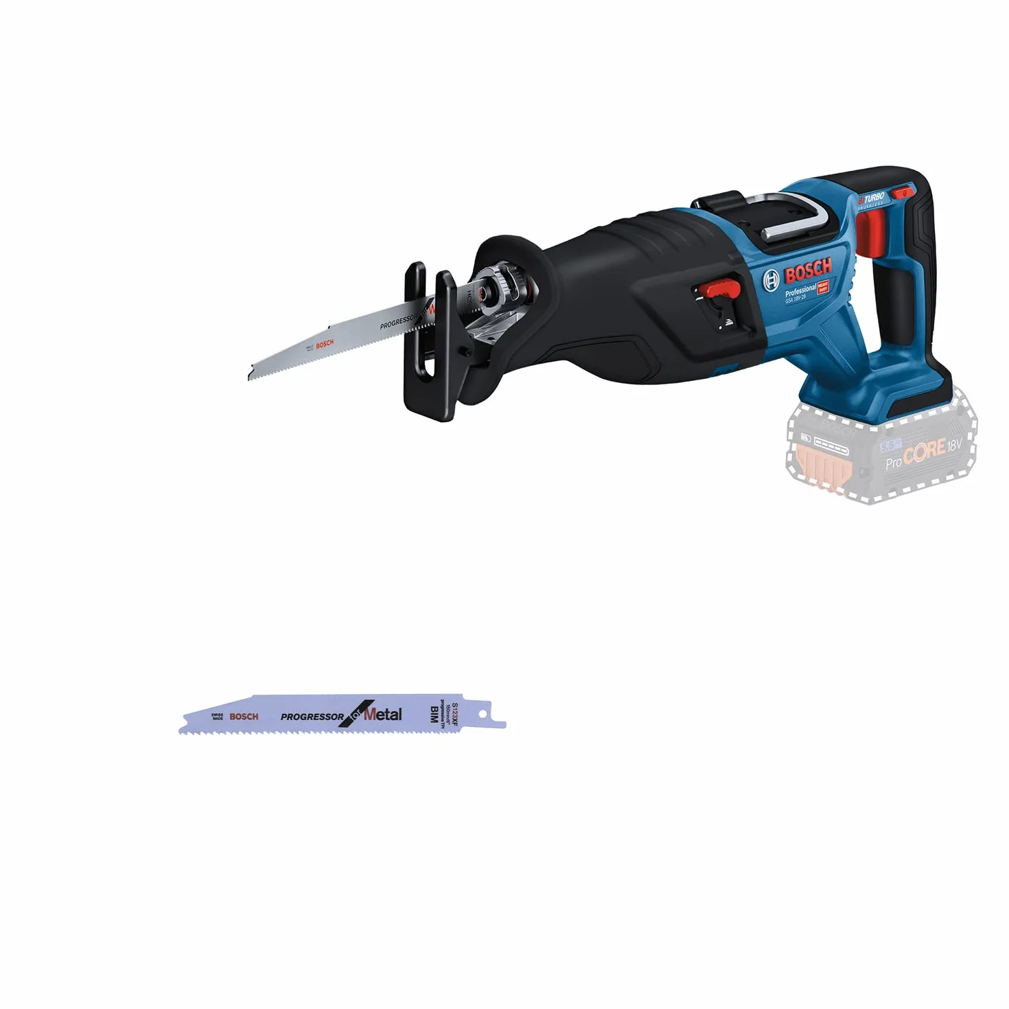 Bosch Professional 18V System Sega universale a batteria BITURBO GSA 18V-28 (senza batteria/caricabatteria)