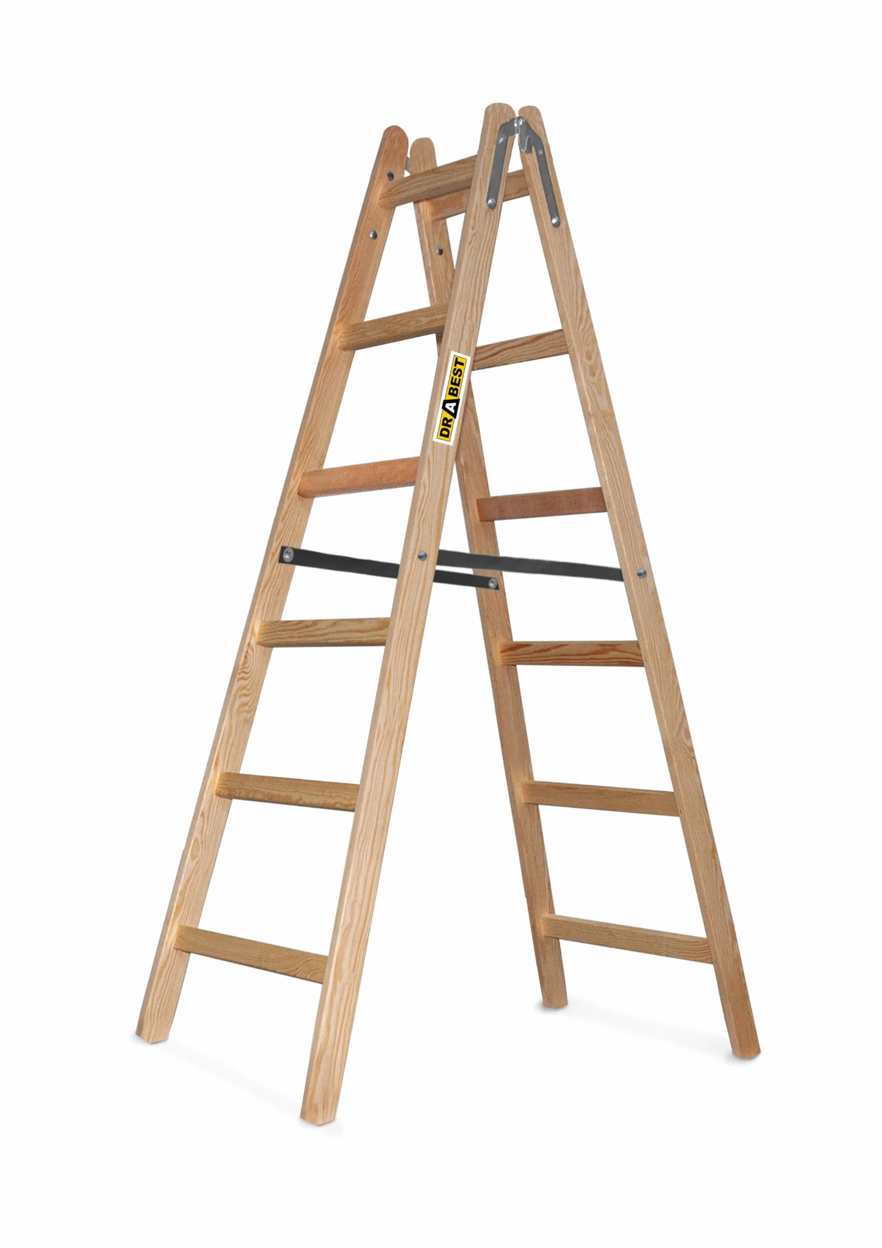 DRABEST - Scaletta pieghevole in legno per lavori di pittura 2x6 pioli m lunghezza calpestabile su entrambi i lati fino a 150 kg altezza di lavoro 1,82 m 3,3 m