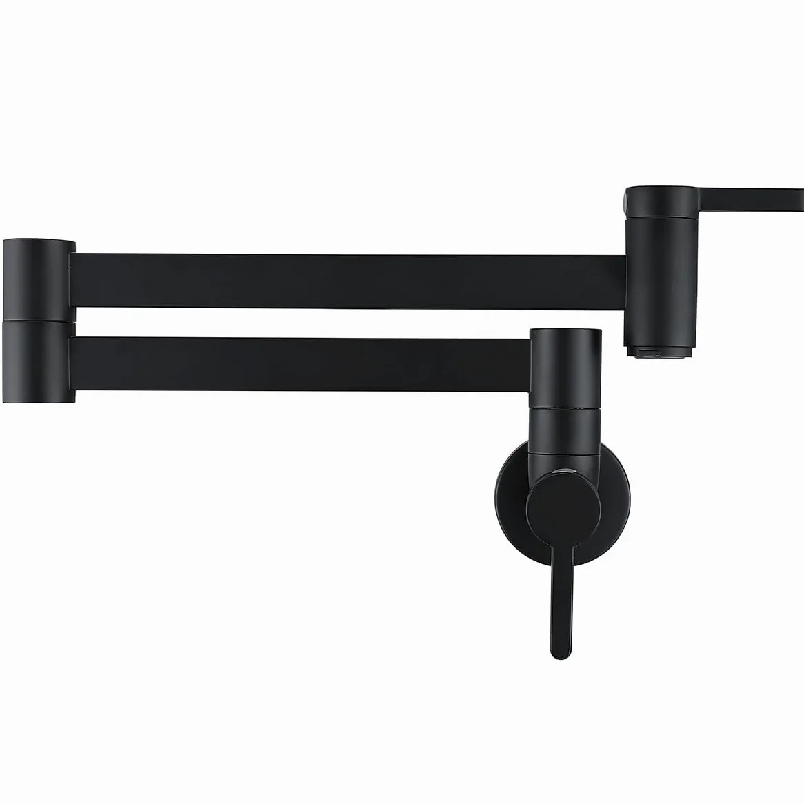 HomeLava Rubinetto da cucina nero a parete, Rubinetto riempitore per pentola, Rubinetto a muro in ottone Pieghevole, Girevole a 360°, 2 maniglie (nero)