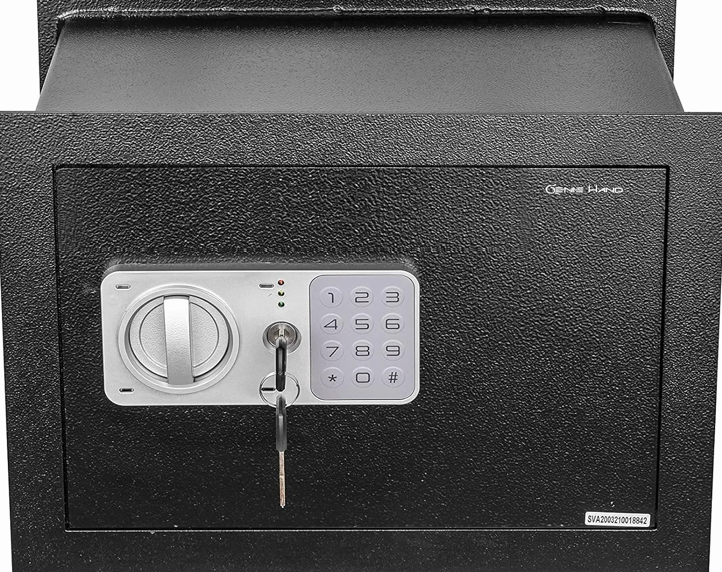 Genie Hand Cassaforte Elettronica a Muro Cassetta di Sicurezza Media con Codice a Combinazione e Chiave con Serratura B-Class e Sistema Anti Bounce in Acciaio per Soldi