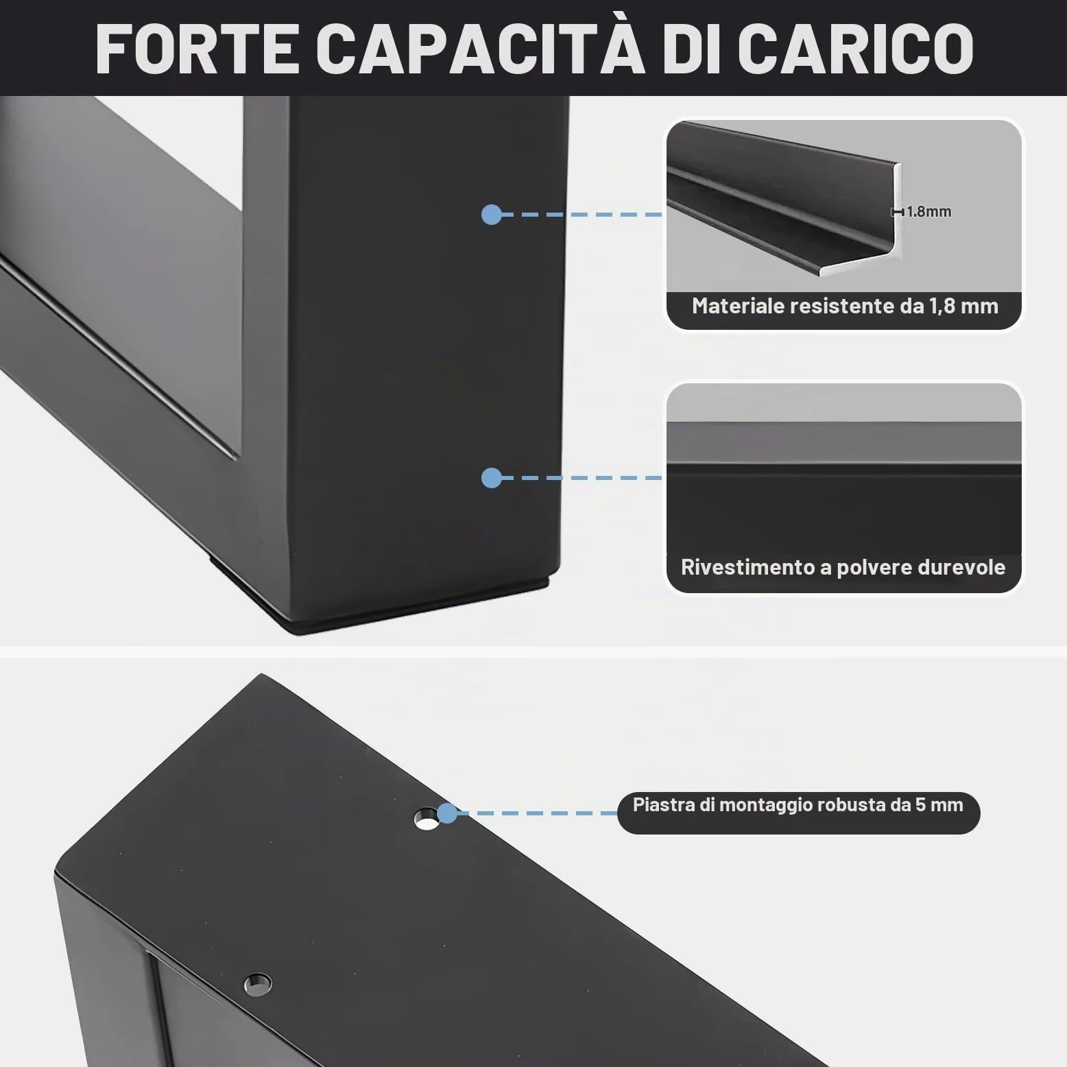 Gambe da Tavolo, 2 Pezzi Struttura Tavolo, Strutture Quadrate Stile Industriale DIY per Tavoli da Caffè, Tavoli Soggiorno, Mobili, Gambe in Metallo per Piano di Lavoro, Quadrato L80 cm X H71 cm