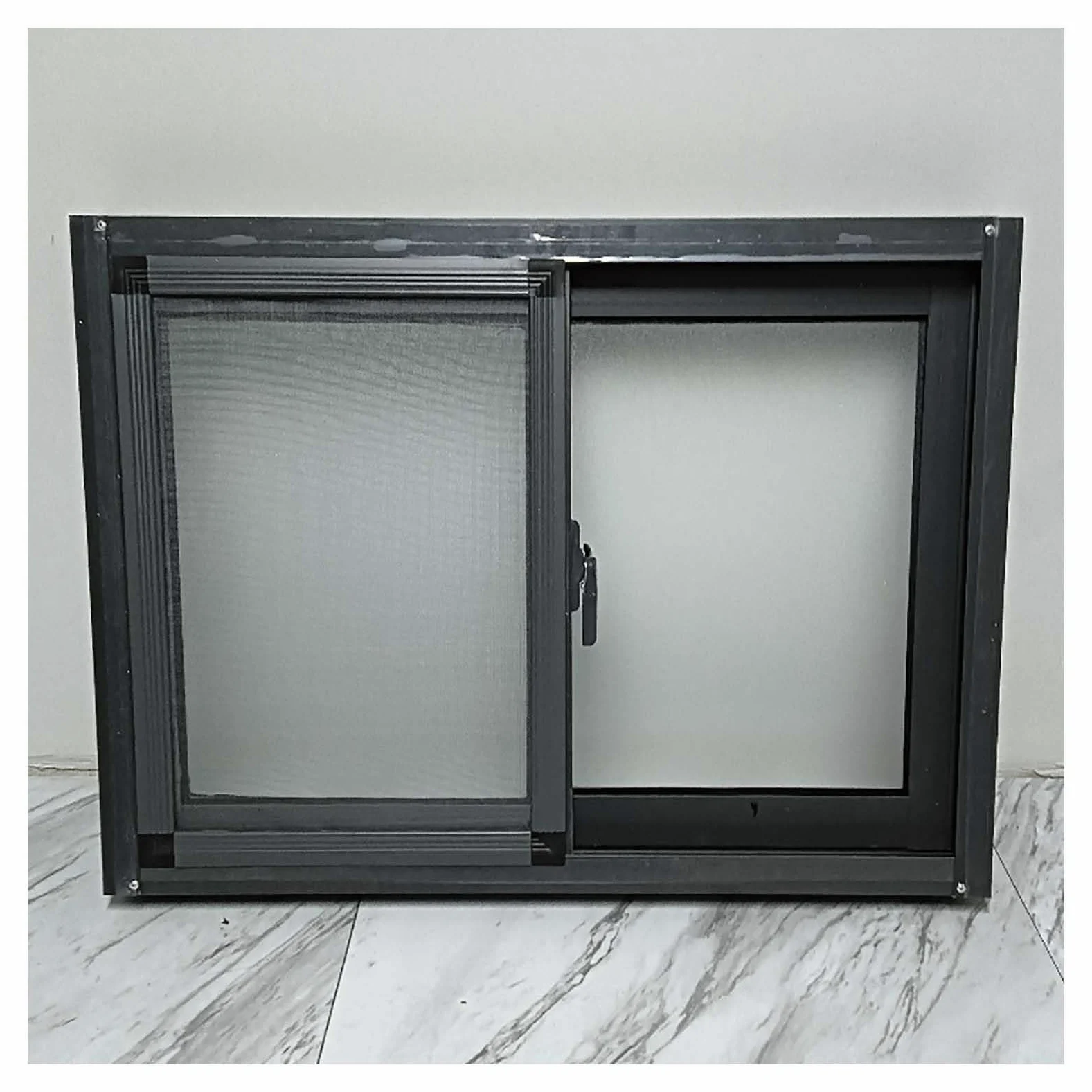Generico Finestre for Case mobili, finestre for capannoni Singole in Alluminio, con zanzariere, finestre scorrevoli Orizzontali Trasparenti con Vetro for Garage, Casette da Gioco(40x60cm)