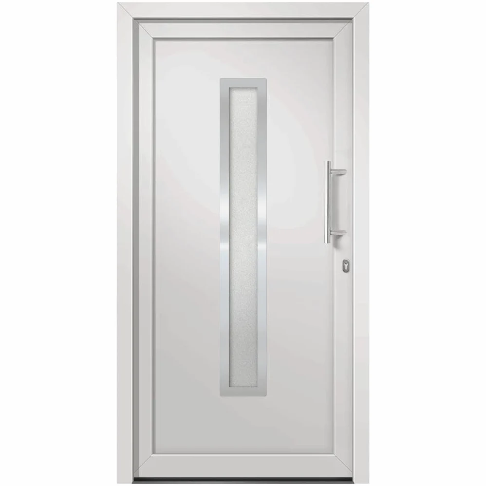 Gecheer Porta di Ingresso,Porta d'ingresso,Porta Esterna in PVC,Porta in PVC per Negozio, Balcone, casa,Portoncino Ingresso Esterno,Portone blindato,Bianca 98x190 cm