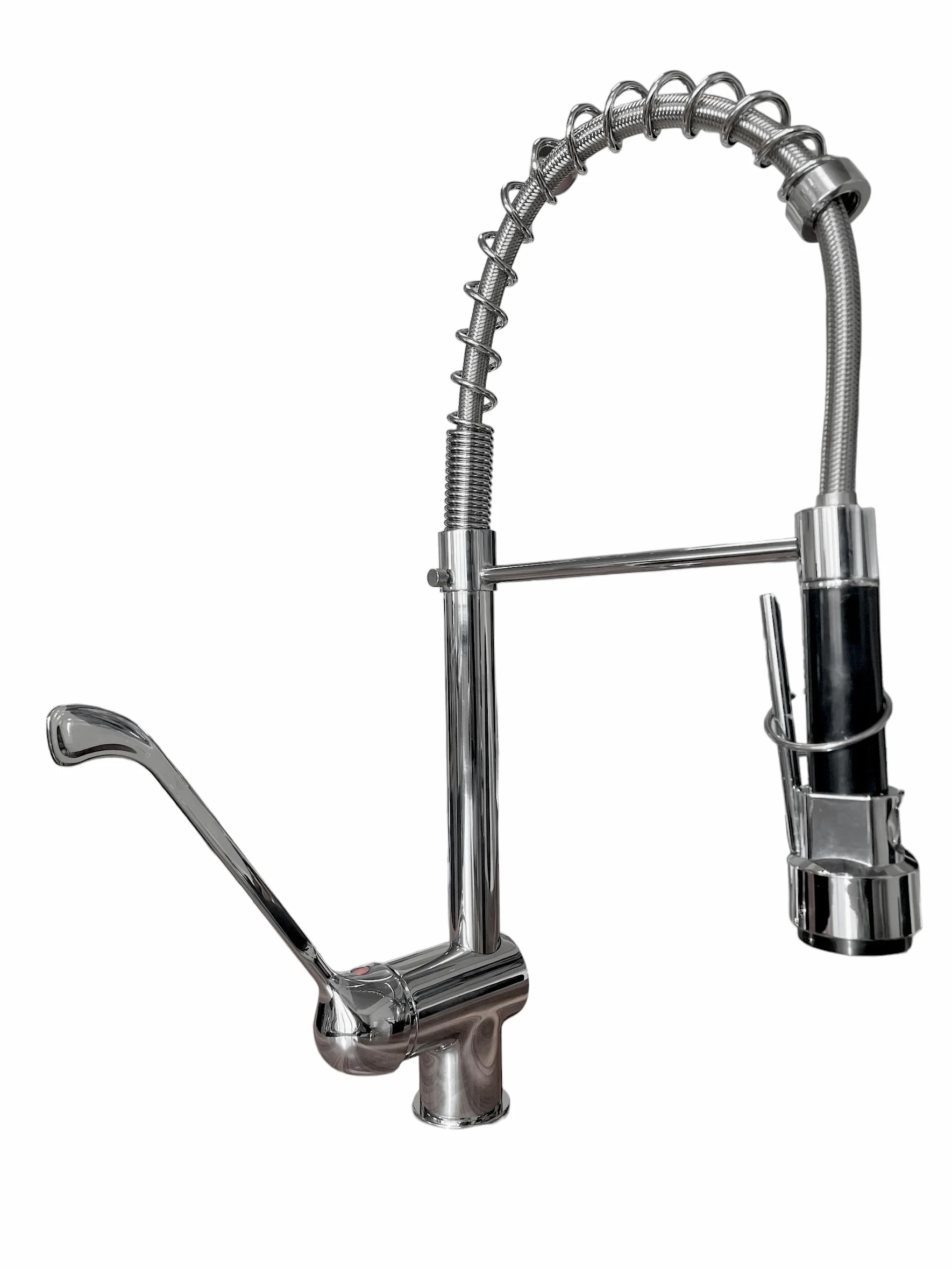 BAGNOCLIC | Miscelatore cucina industriale | Acciaio inox, leva lunga, doccetta con leva | Controllo preciso, installazione semplice | Rubinetto professionale versatile