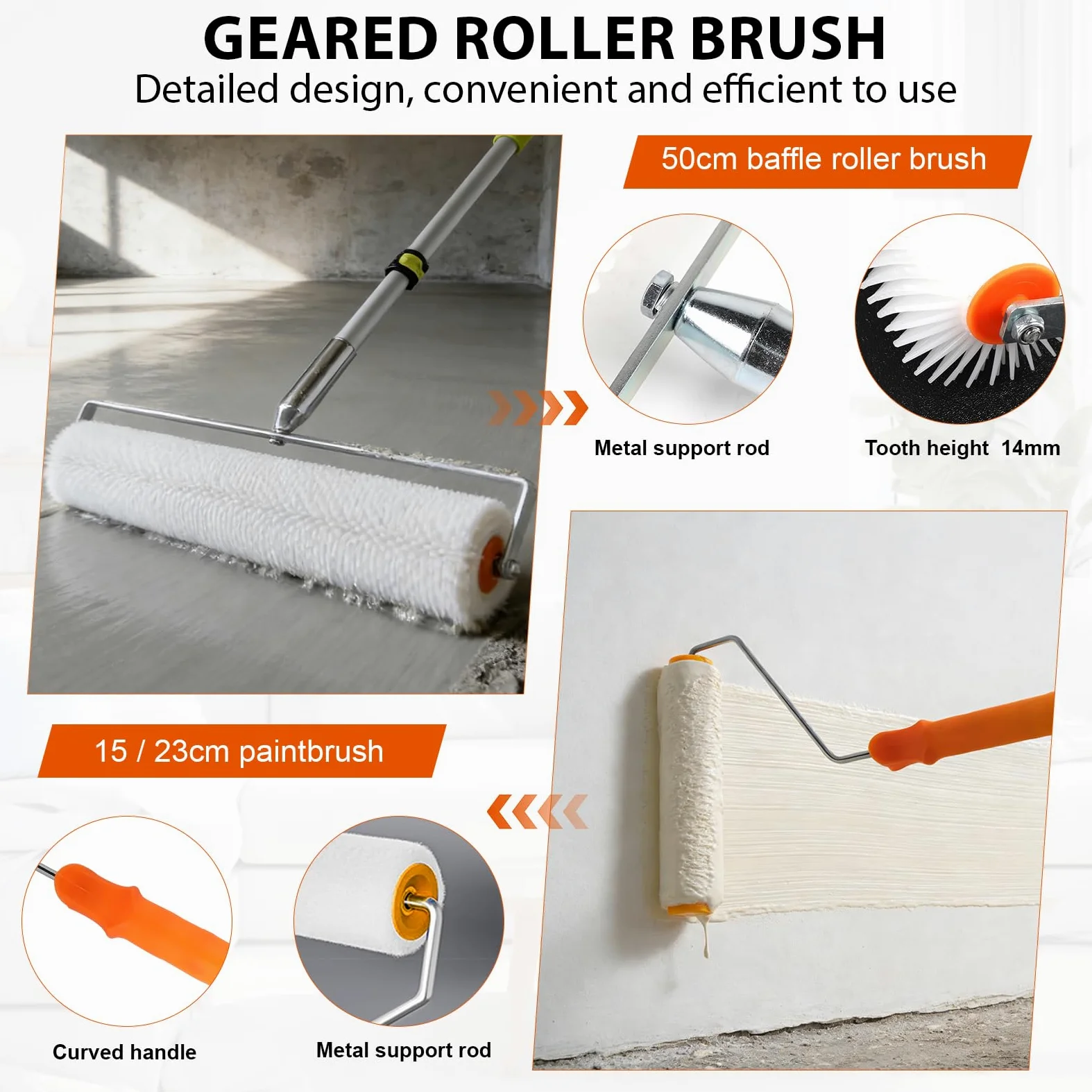 EXLECO Kit Autolivellante Per Pavimenti, 3&5MM Bifacciale Raschietto Pavimenti in Acciaio Inox, Rullo di Sfiato, Pittura con Rullo, Asta Telescopica, Scarpe Chiodate 30MM, Spatole per Stucco, Guanti