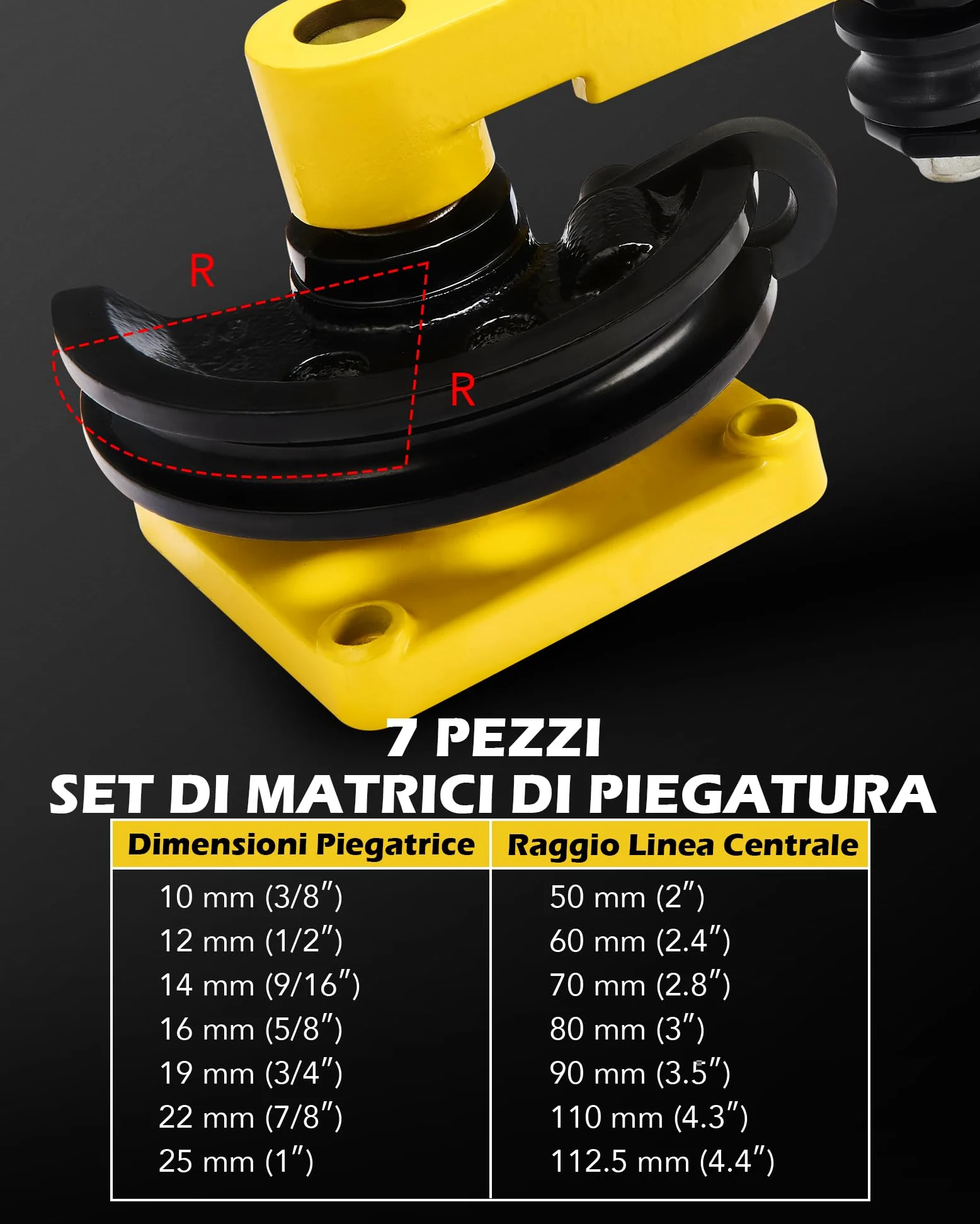 ZELCAN Piegatubi Manuale 10-25mm Curvatubi Manuale con 7 Stampi Pesanti per Resistenti Macchina Piegatubi per Tubi in Acciaio, Ottone, Rame, Ferro Battuto e Alluminio