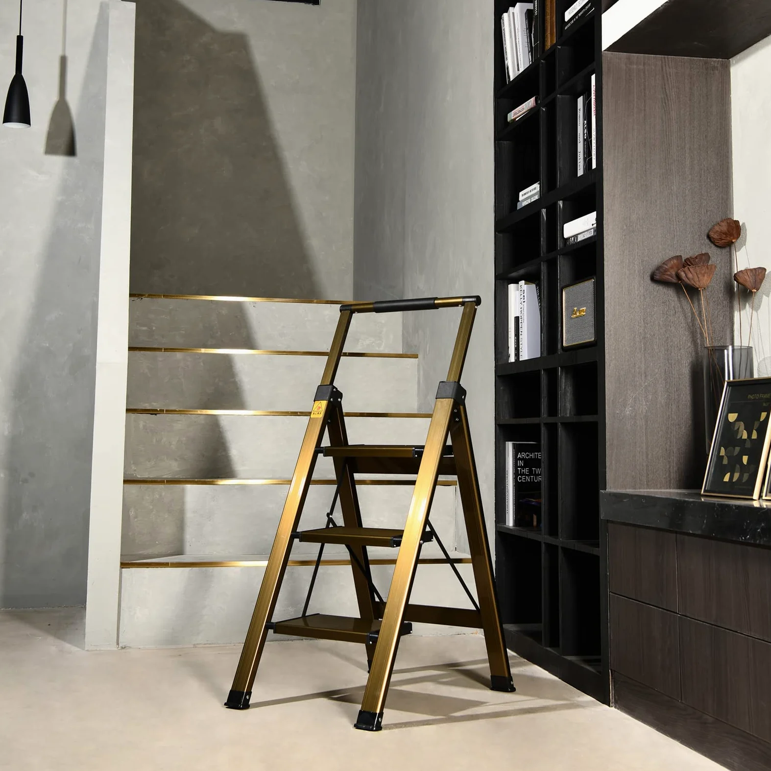 XinSunho Scala a gradini, scaletta pieghevole a 3 livelli, in alluminio con vassoio e corrimano, scala portatile per casa e ufficio, portata fino a 150 kg