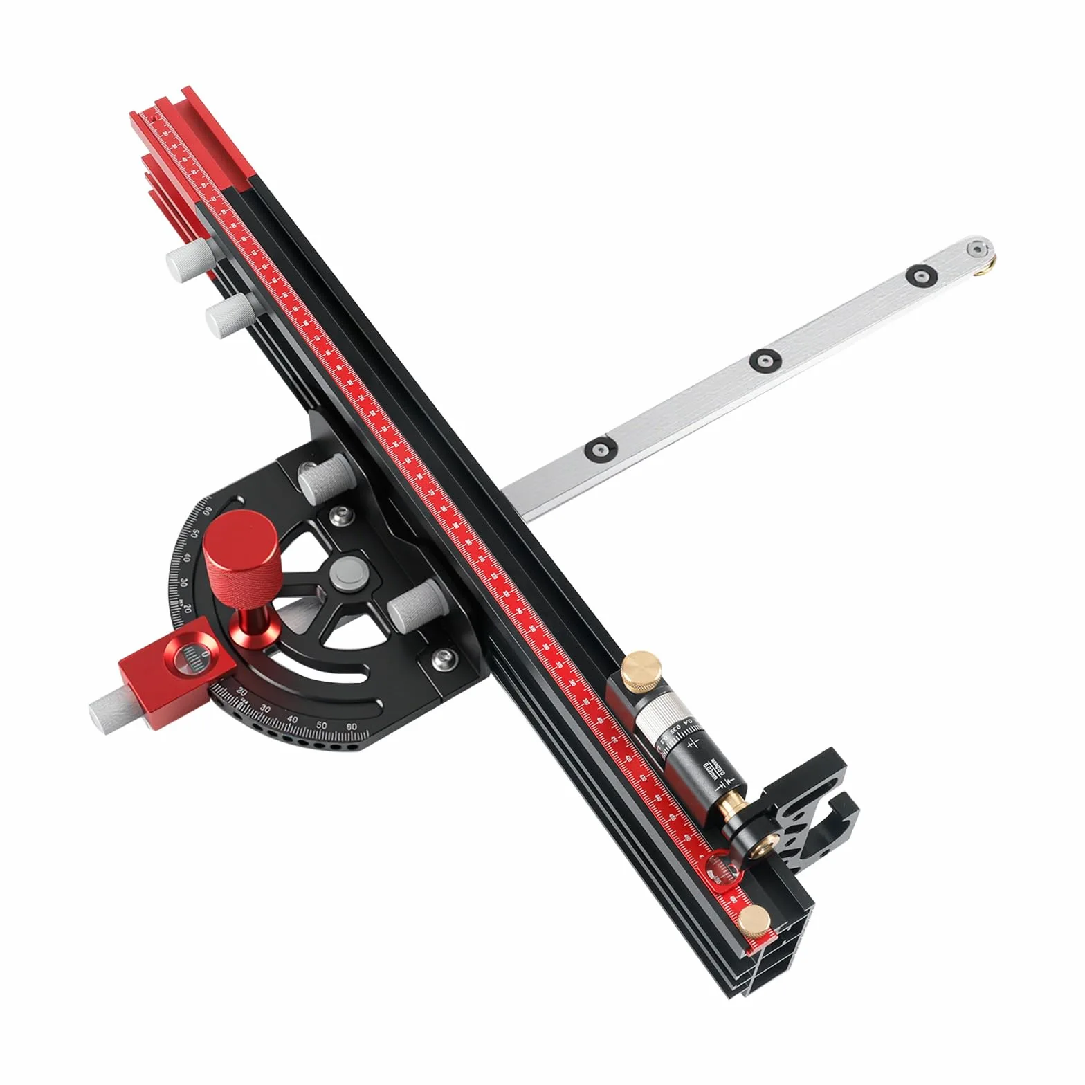Calibro per sega da tavolo regolabile multi-angolo da -60° a 60°, calibro di precisione con arresto rapido dell'angolo per sega da tavolo, sega a nastro, banco fresatrice, compatibile con scanalatura
