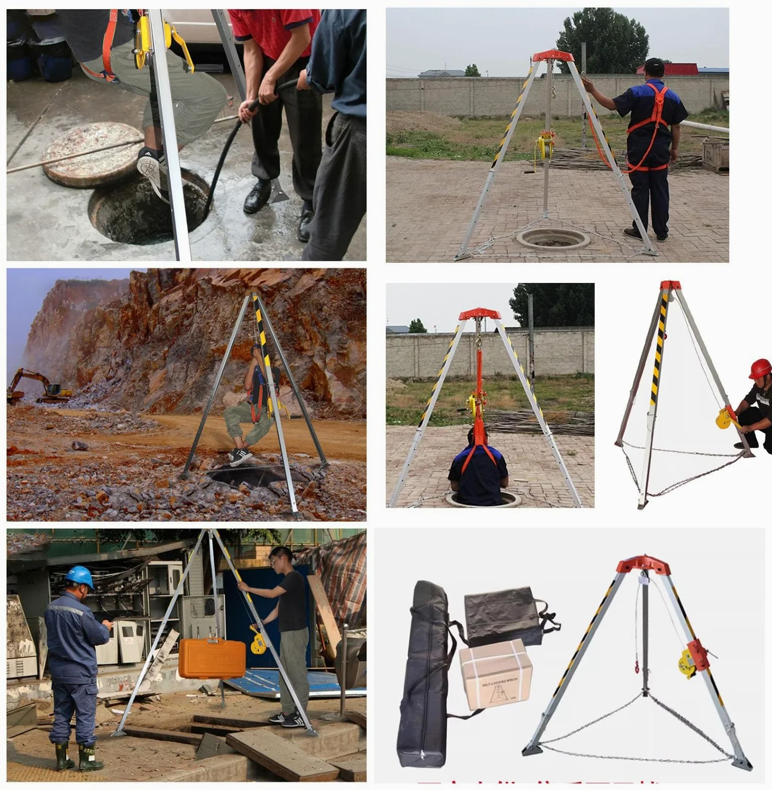 Kit Treppiede Anticaduta Spazi Ristretti Di Salvataggio A Treppiede Con Argano Da 544 816 1180 KG, Scala Di Sollevamento Per Spazi Confinati/ Attrezzatura Di Sollevamento Stabilizzatore Per La Costruz