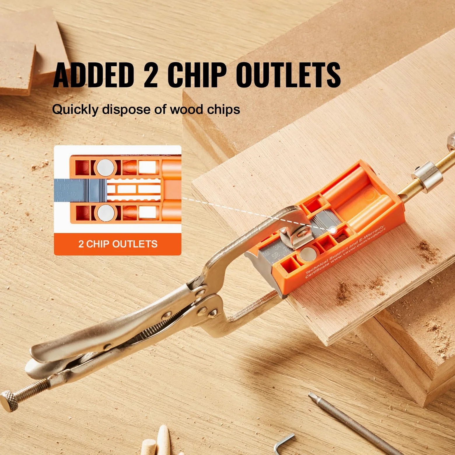 VEVOR Kit di Dime per Fori a Tasca 50 Pezzi con Punta Quadrata Morsetti a Forma di C, Set per Dima per Foratura Angolare Lavorazione Carpentieri, Set per Dima per Fori a Tasca 0,75kg in Nylon 50 Viti