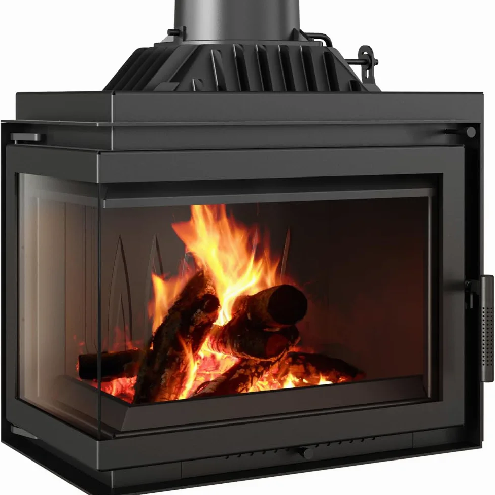 KRATKI SIMPLE Camino a legna 8 kW Ø 150 in ghisa con inserto per presa d'aria - stufa a legna Conforme BImSchV 2, Efficienza termica 80% - Inserto per camino riscalda a 100 m², apertura a sinistra