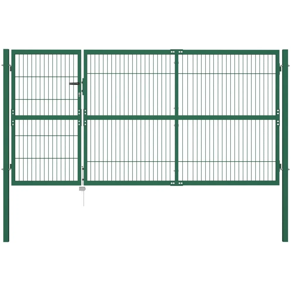 Gecheer Cancello,Doppio,da Giardino,Esterno,per Recinzione,in Rete Acciaio,Verde,350x190 cm,Cancello Doppia Anta,Cancello da Giardino,Cancello Metallo,Cancello Acciaio,Cancello per Recinzione