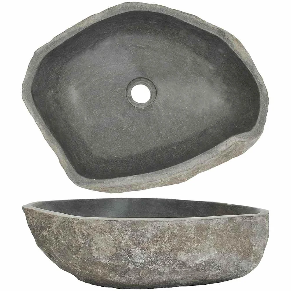 vidaXL Lavabo per Bagno, 45–53x34–41x15 cm, Pietra Naturale, Ovale, Bacino, Lavabo, Ciotola Decorativa, Lavabo in Pietra Artigianale, Mobile Bagno, Texture Naturale