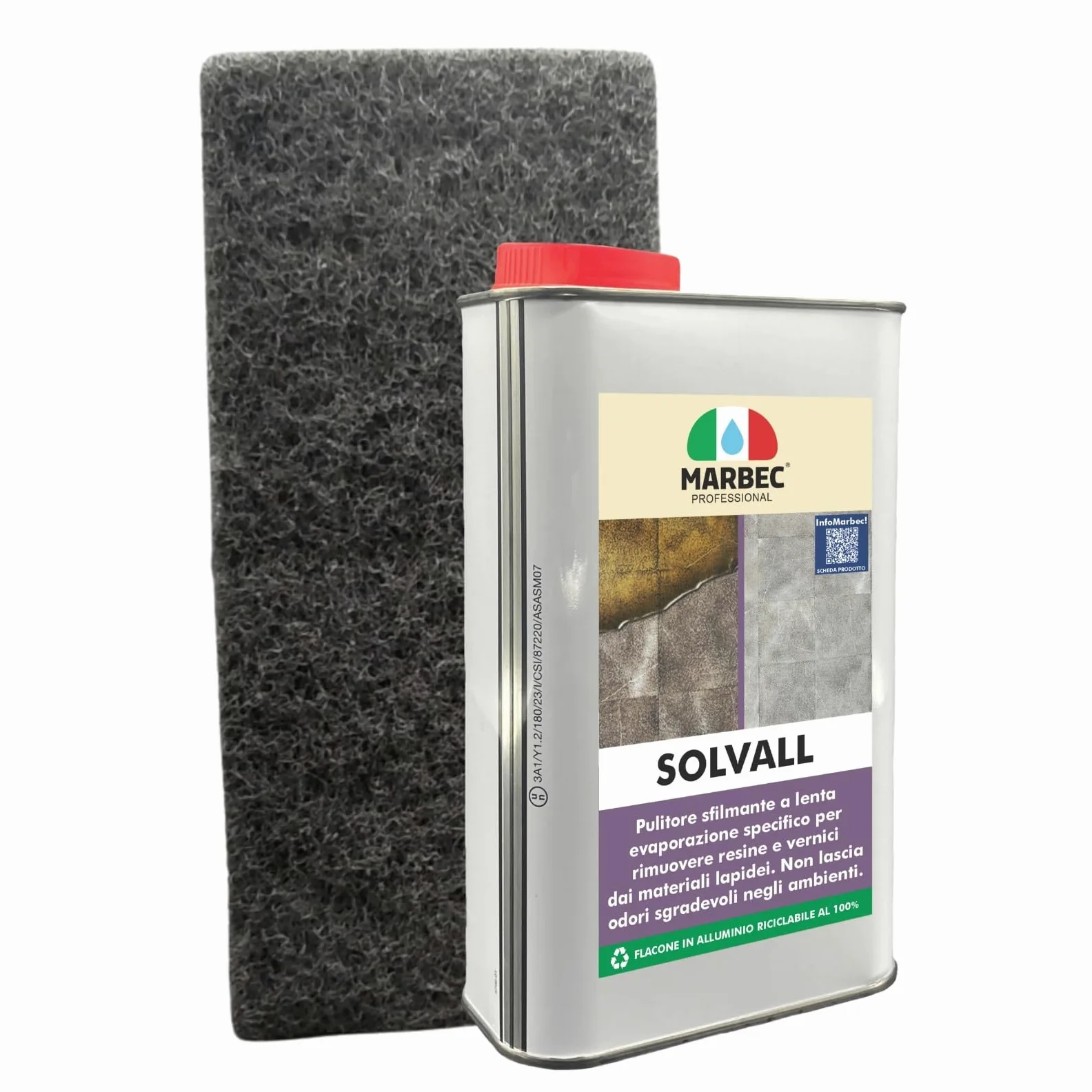 MARBEC SOLVALL 1LT+TAMPONE Pulitore sverniciatore sfilmante per materiali lapidei