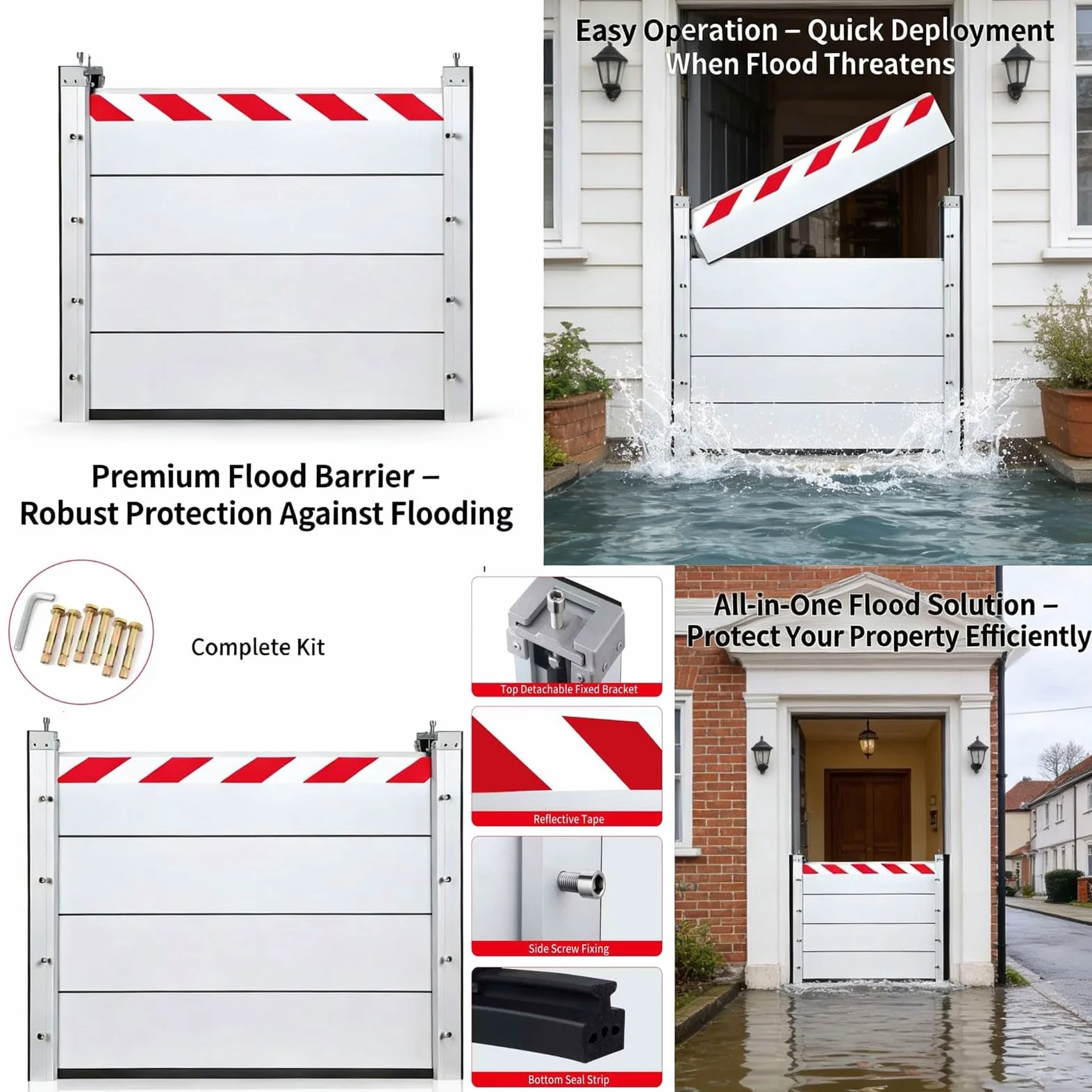 Alluminio Paratia Antiallagamento 100x40cm Barriera Contro Le Inondazioni Barriera Antiallagamento Cancello Garage Porta Barriera di Protezione Contro Le Inondazioni