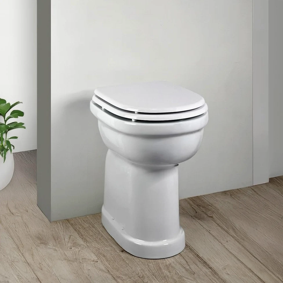 Sanitario Per Anziani Con Altezza 49 Cm E Installazione Standard Con Scarico A Pavimento | Water da L 37,5 x P 52 x H 49 cm Per Facilitare La Mobilità Degli Anziani In Ceramica Bianca