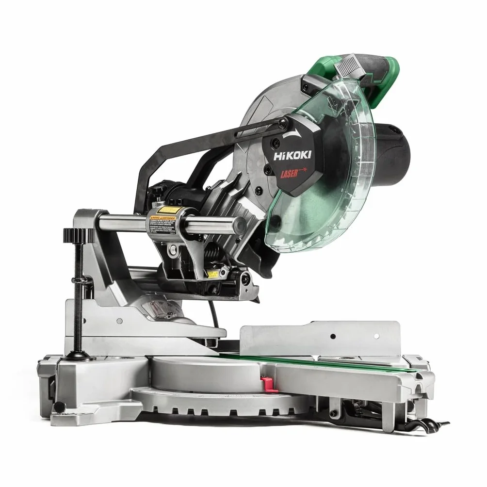 HiKOKI Sega a pannelli - 216 mm, 1100 W, linea di taglio laser, illuminazione a LED, funzione di smussatura, estensione del tavolo, impugnatura soft-touch, tagli precisi - Compatta e stabile
