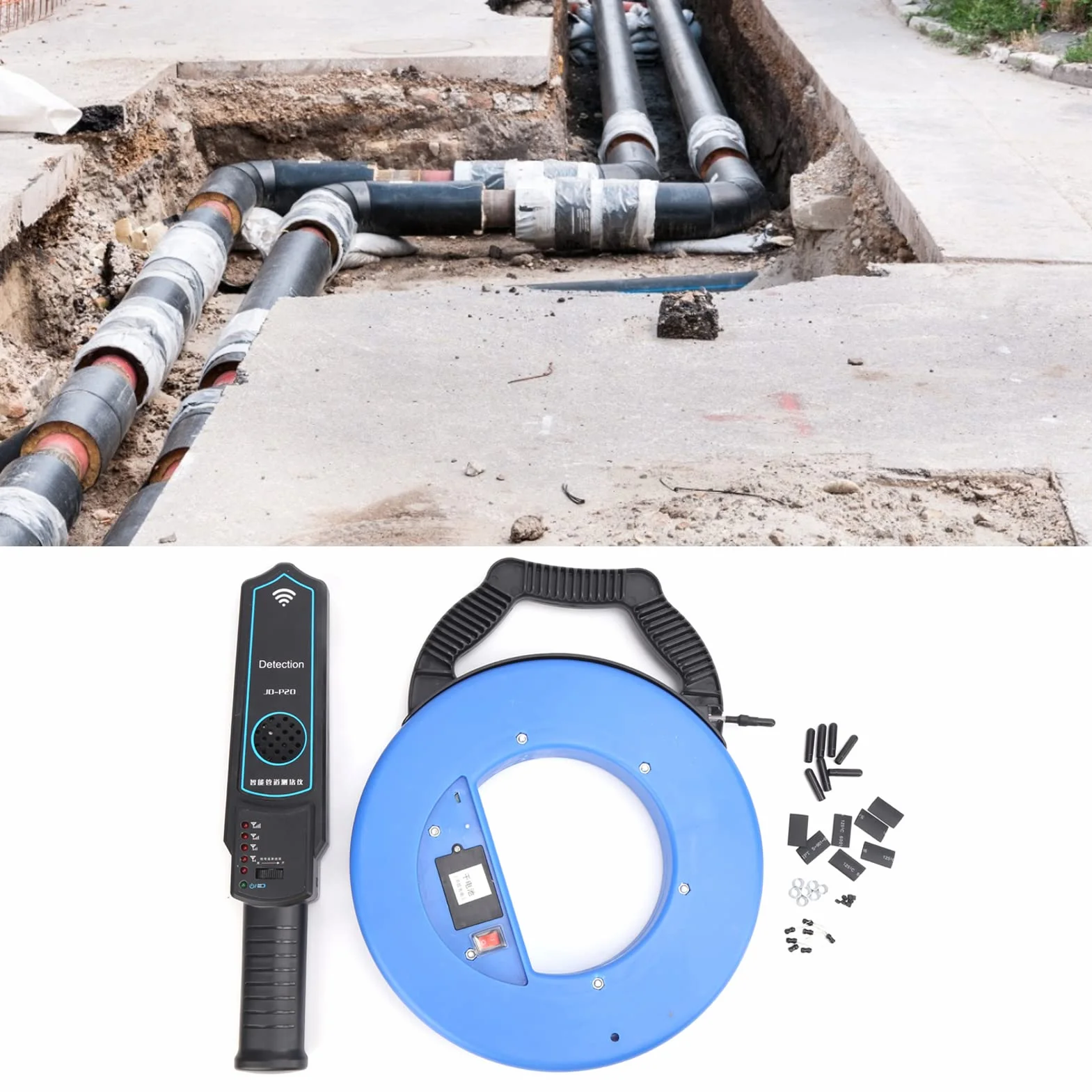 Rilevatore Perdite Acqua Localizzatore Tubi Sotterraneo Scanner Parete per Metallo PVC 30m Profondità