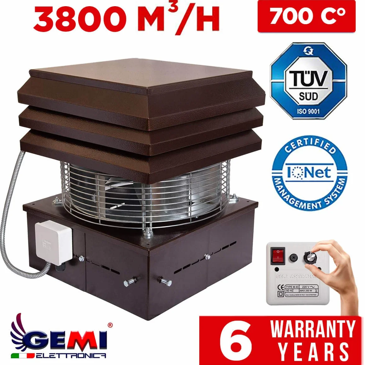 Gemi Elettronica Aspiratore Professionale per Camino con Regolatore 6 Velocità