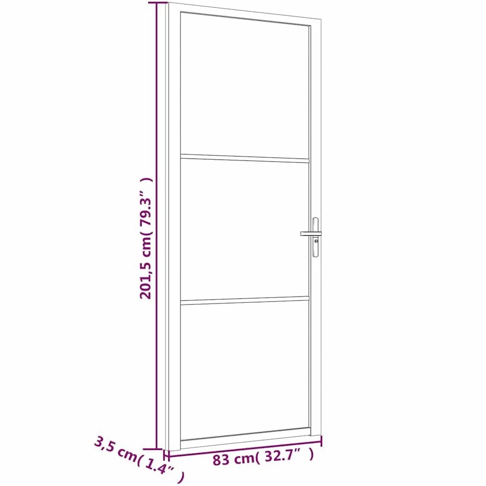 vidaXL Porta Interna 83x201,5 cm Bianca in Vetro ESG e Alluminio