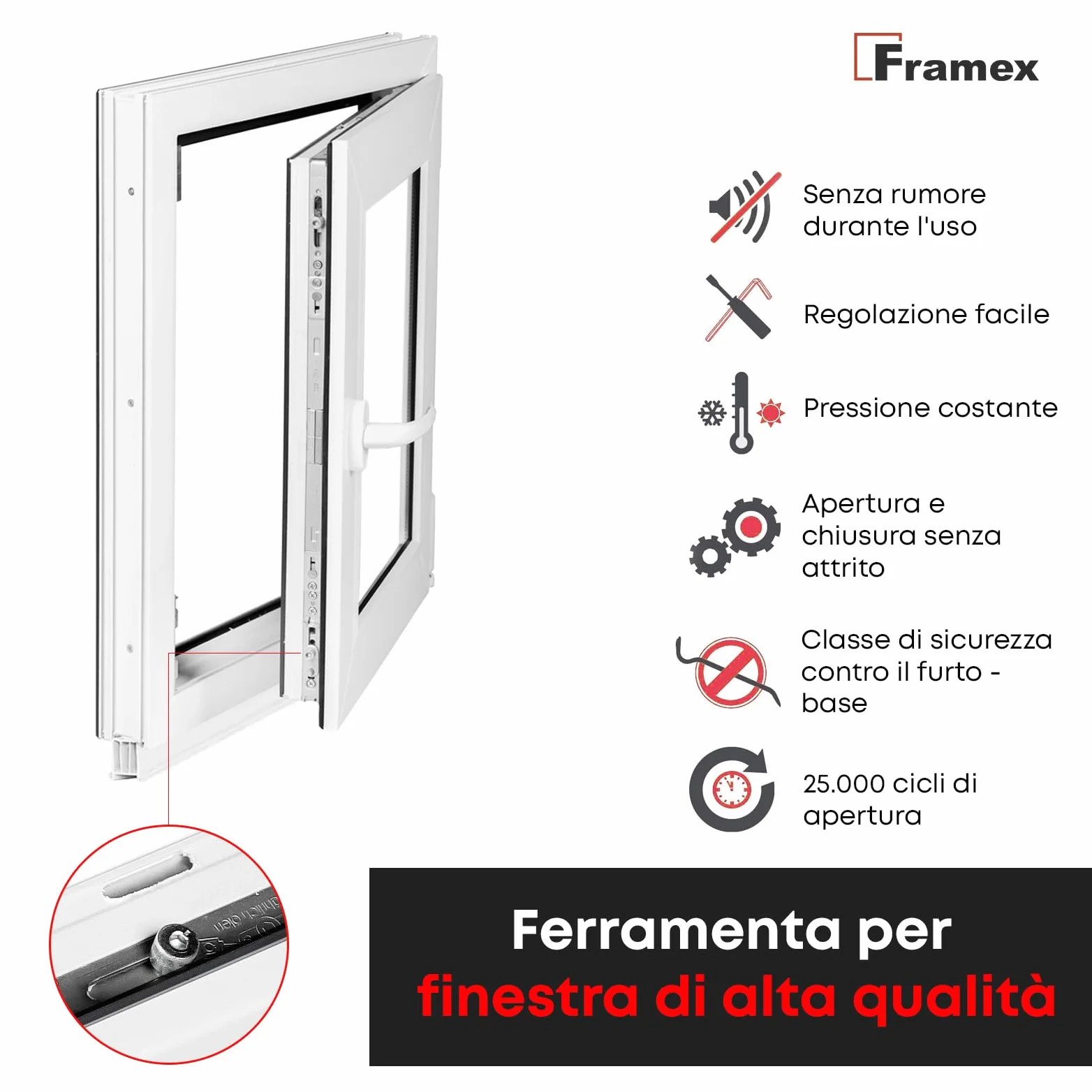 Finestra per Cantina, Piccola Finestra, Bianca, Larghezza x Altezza: 50 x 50 cm (500 x 500 mm), Triplo Vetri (32 mm), Anta-Ribalta, Girevole DIN Destra – Premium