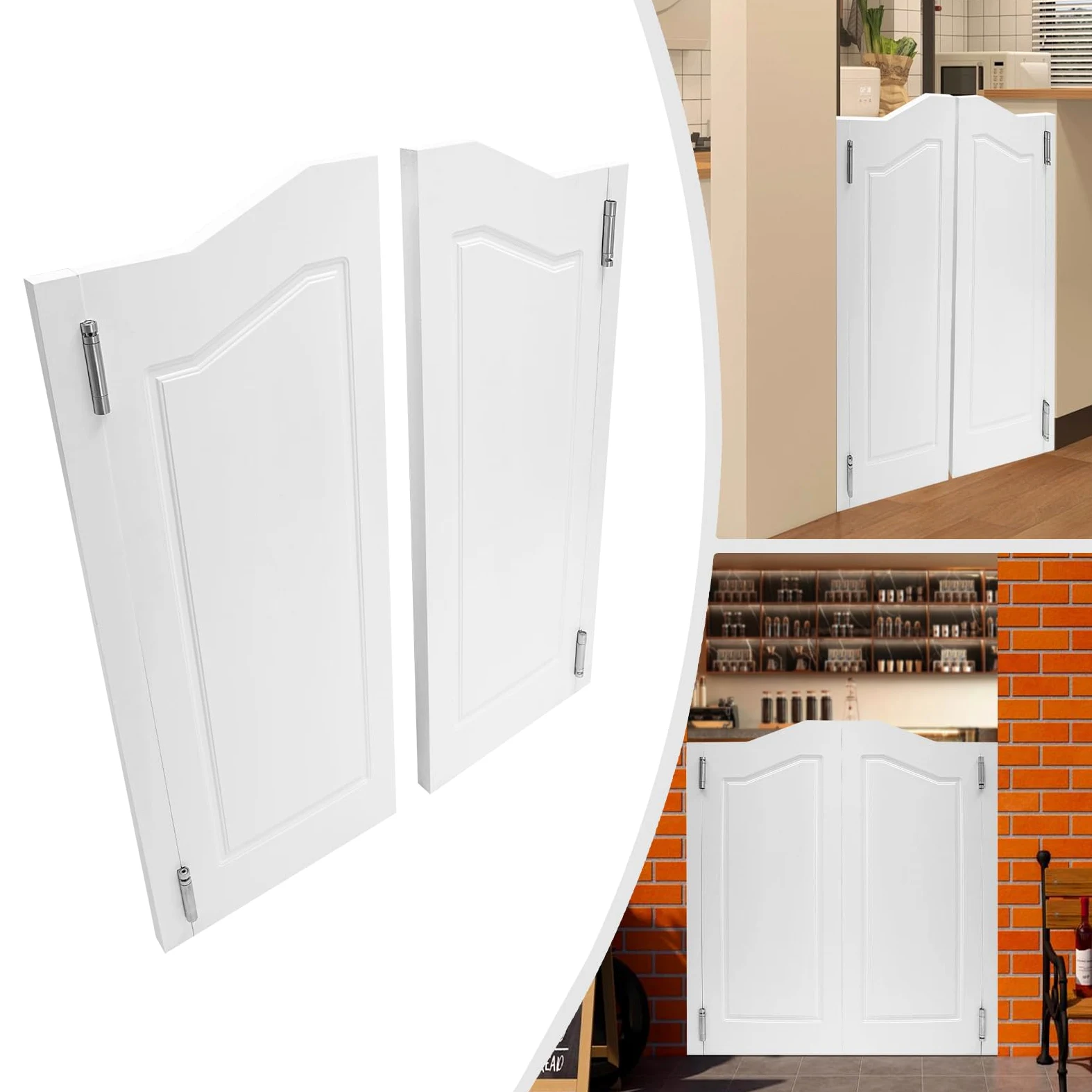 Porta a battente in legno, porta a battente, porta a battente in legno, porta a lamelle interna, 2 ante, 81 x 106,5 cm, spessore porta 3,5 cm, ideale per bar, giardino e salotti, con funzione di